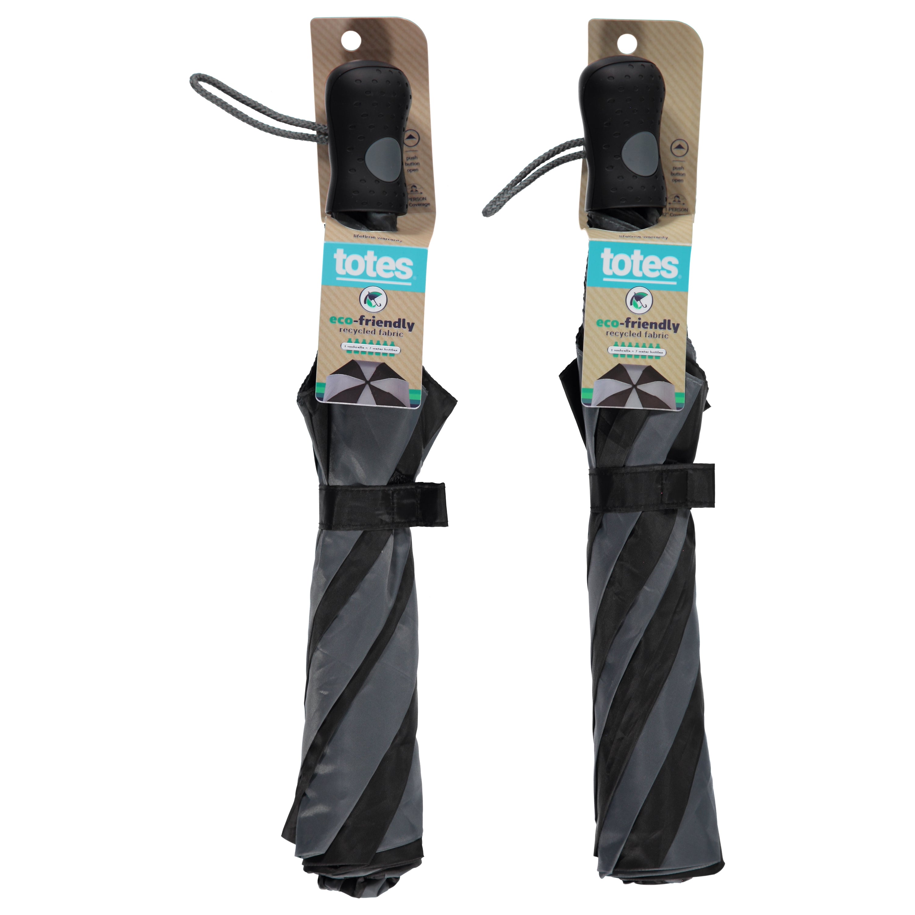 Totes Automatic Open Rubber Handle Umbrella - Assorted Colors (0839W)