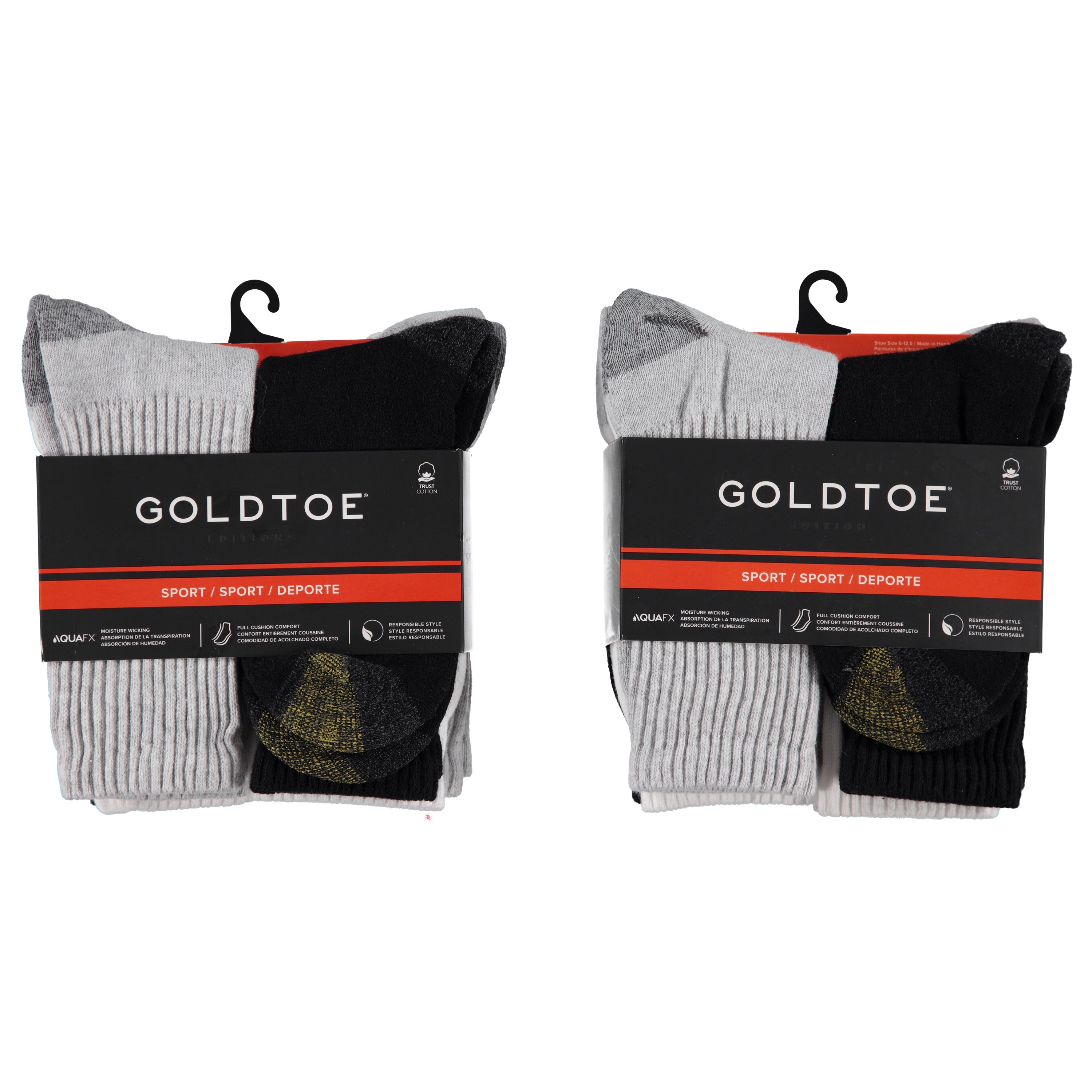 Gold Toe Mens 6 Pack Heavy Mid-Crew Crew Socks - Assorted Colors & Sizes (1625442)