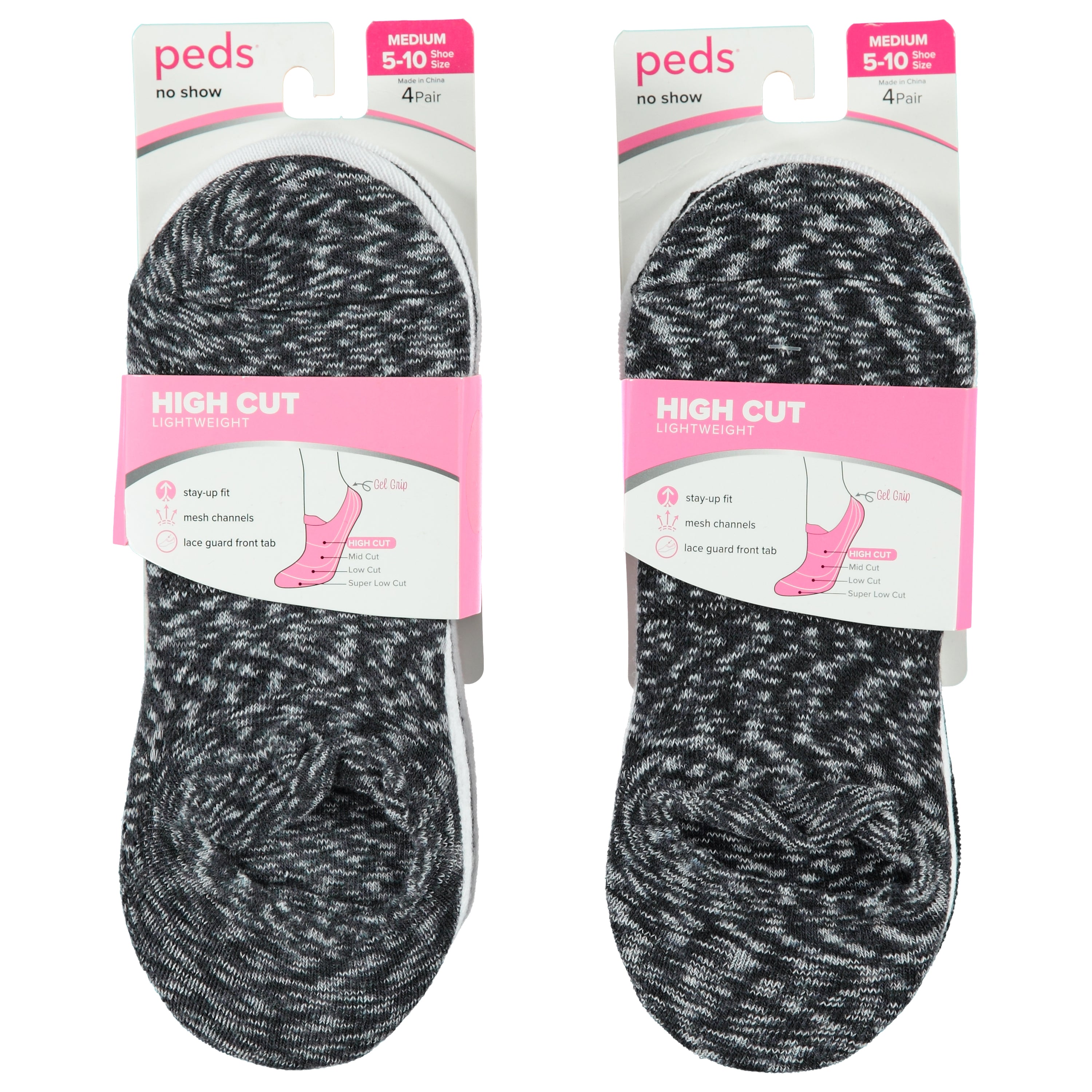 Peds 4 Pack Ladies Liner Sock - Assorted Colors & Sizes 9-11 (1636763-PEDLS4)