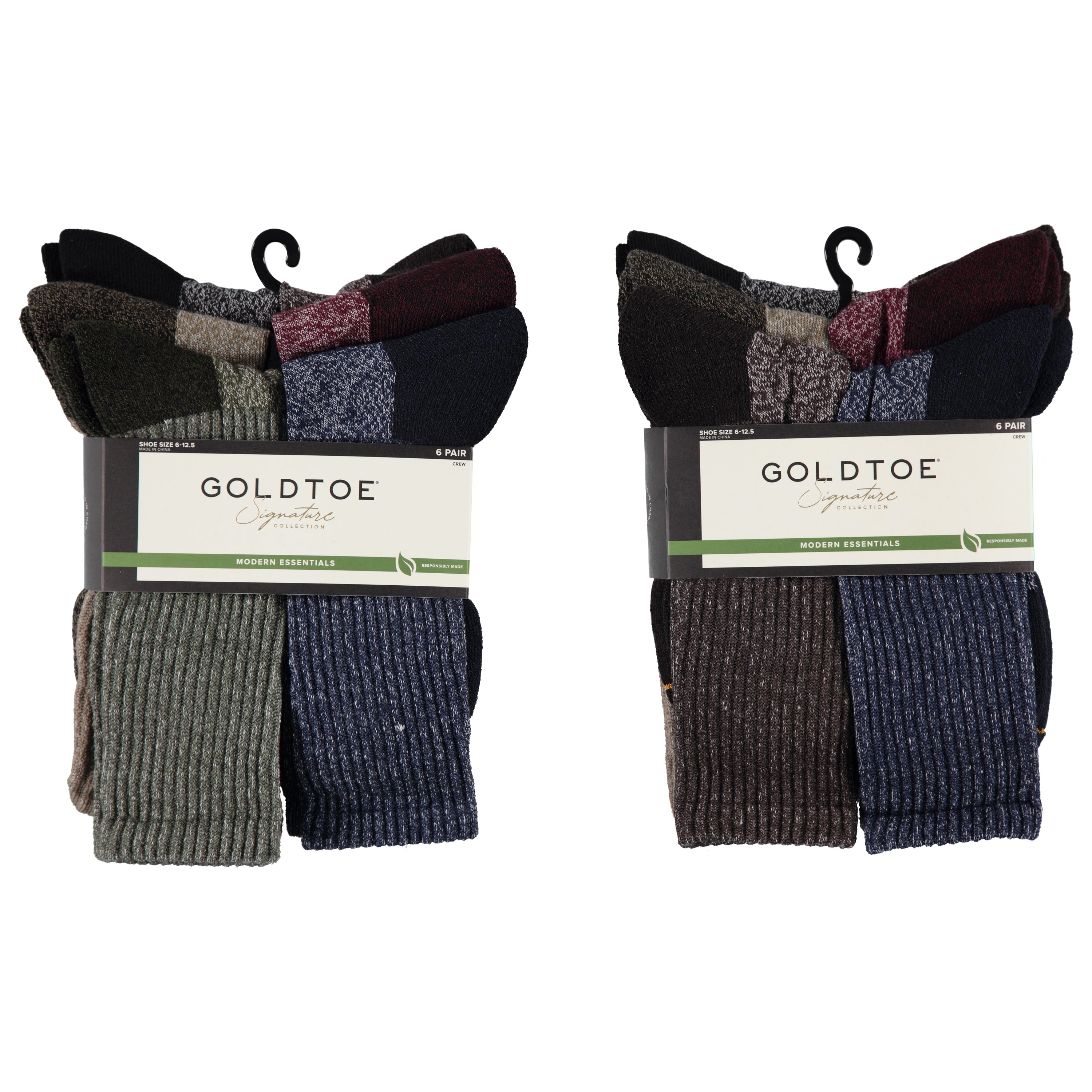 Gold Toe Mens 6 Pack Heavy Premium Crew Sock - Assorted Colors & Sizes (1658206)