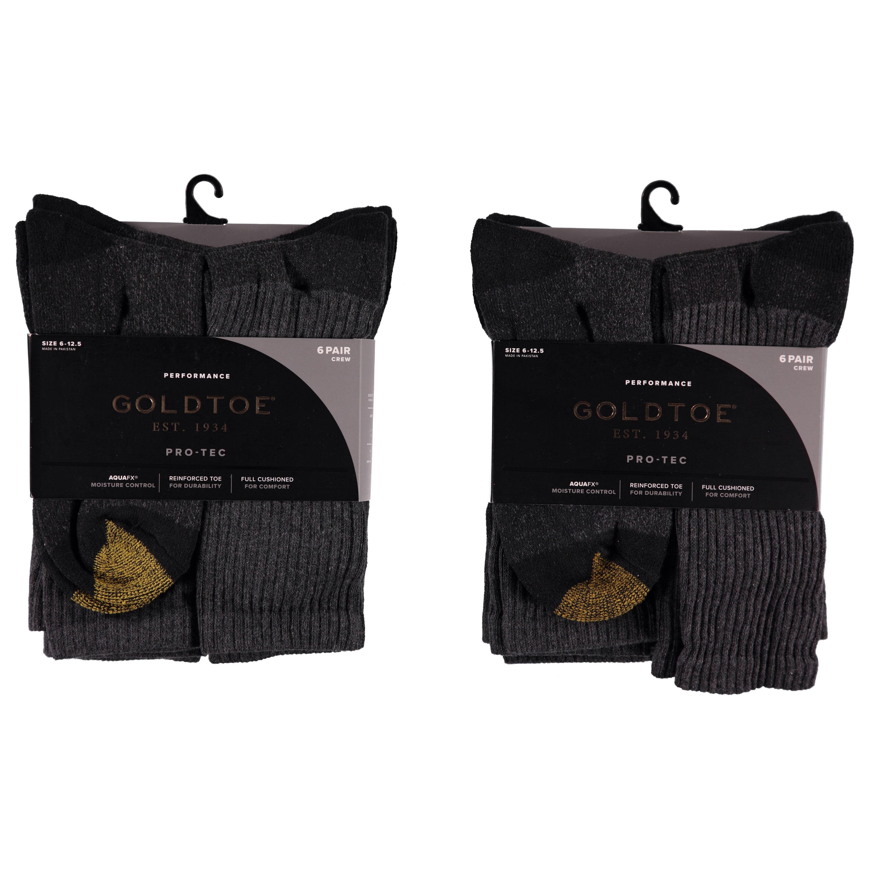 Gold Toe Mens 6 Pack Athletic Crew Socks - Black & Charcoal (1706442)