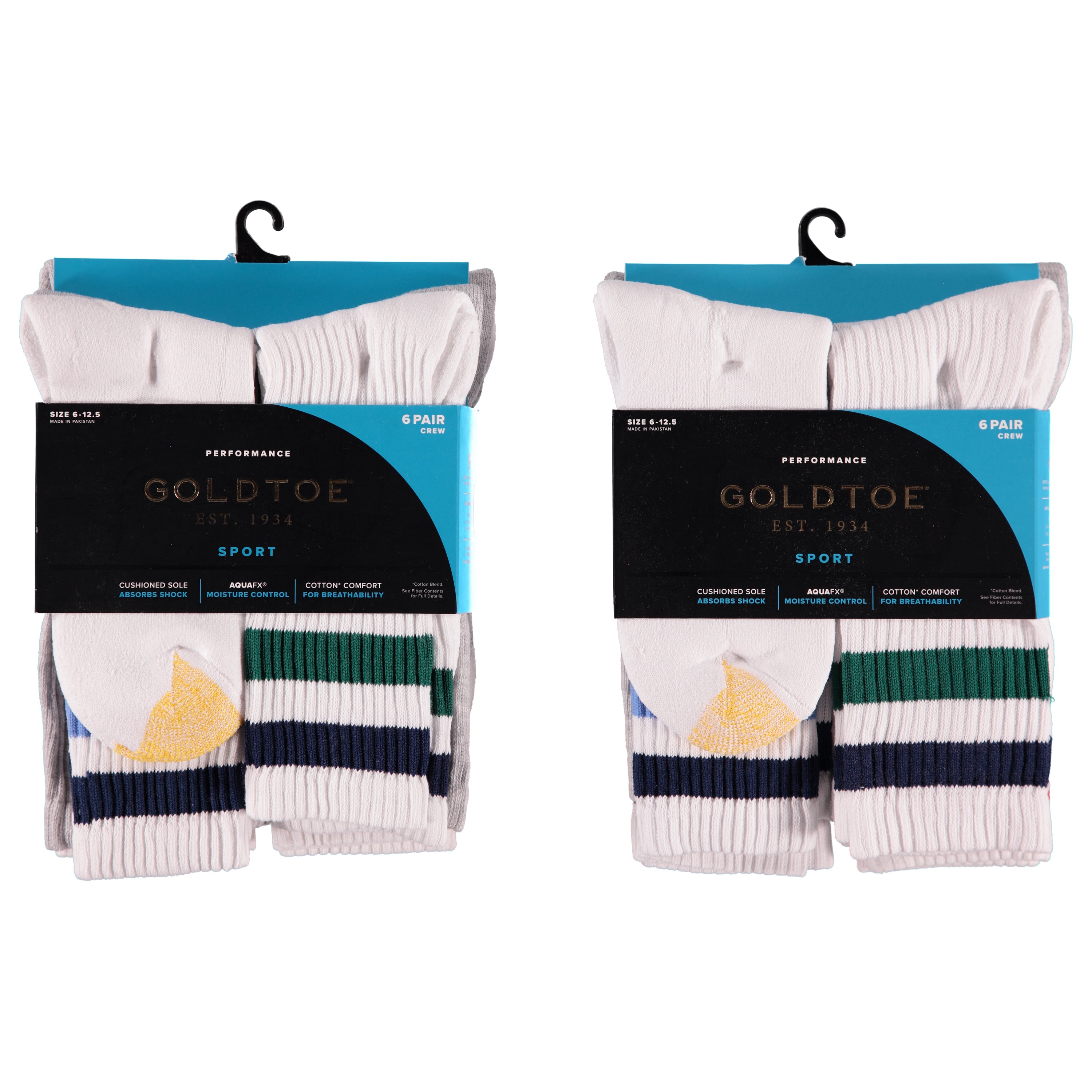 Gold Toe Mens 6 Pack Premium Crew Socks - Striped (1706976)
