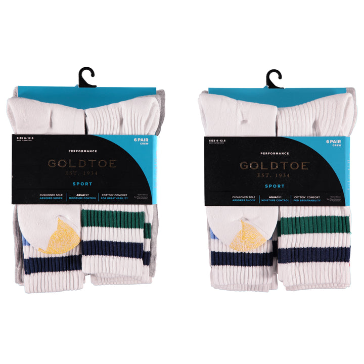 Gold Toe Mens 6 Pack Premium Crew Socks - Striped (1706976)