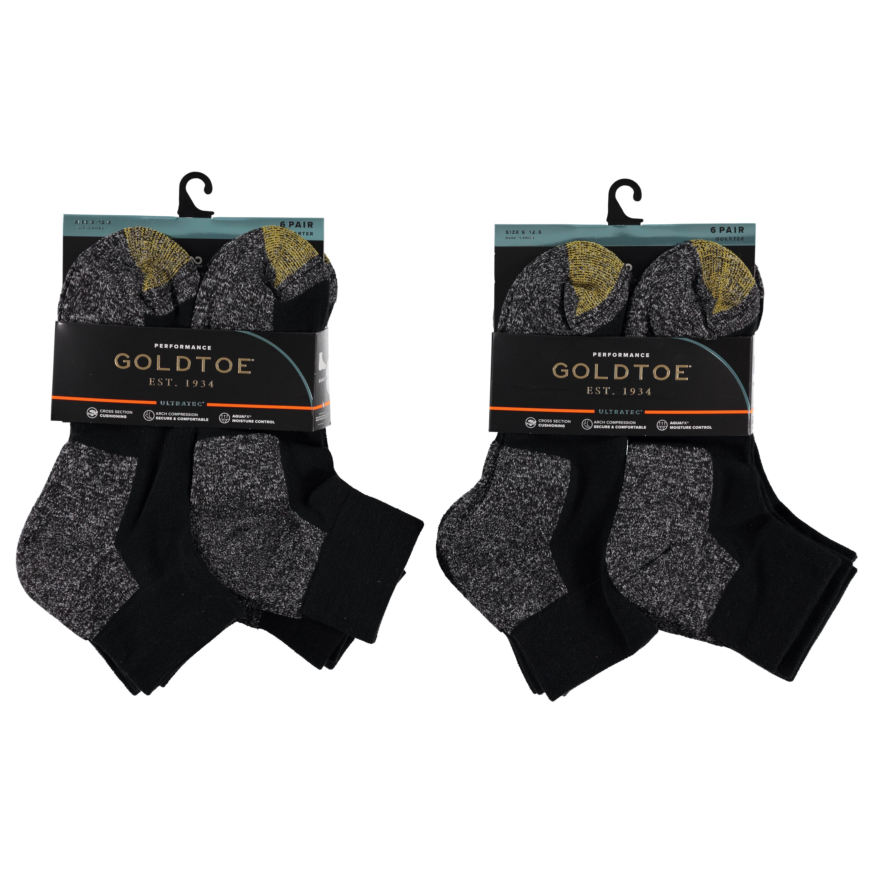 Gold Toe Mens Assorted Quarter Black Socks - Assorted Colors (1728917)