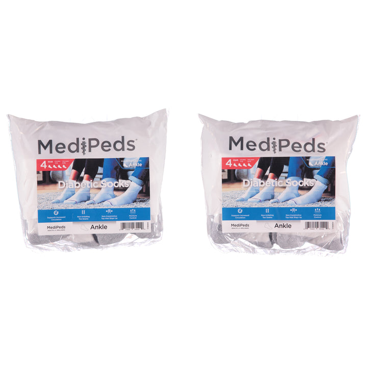 Medipeds 4 Pack Adult Ankle Socks - White (1746982)