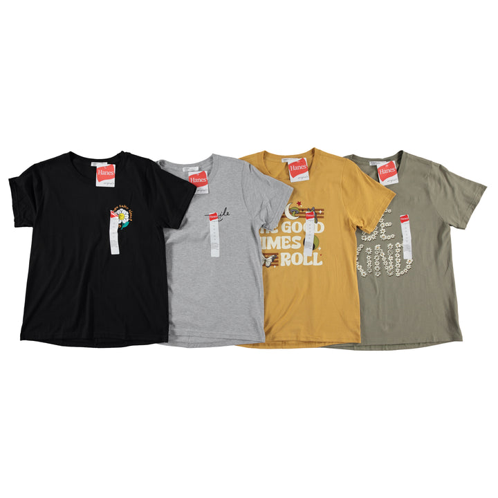 Hanes Women Short Sleeve Graphic Crew Neck Tee - Assorted Colors & Sizes (30PT)