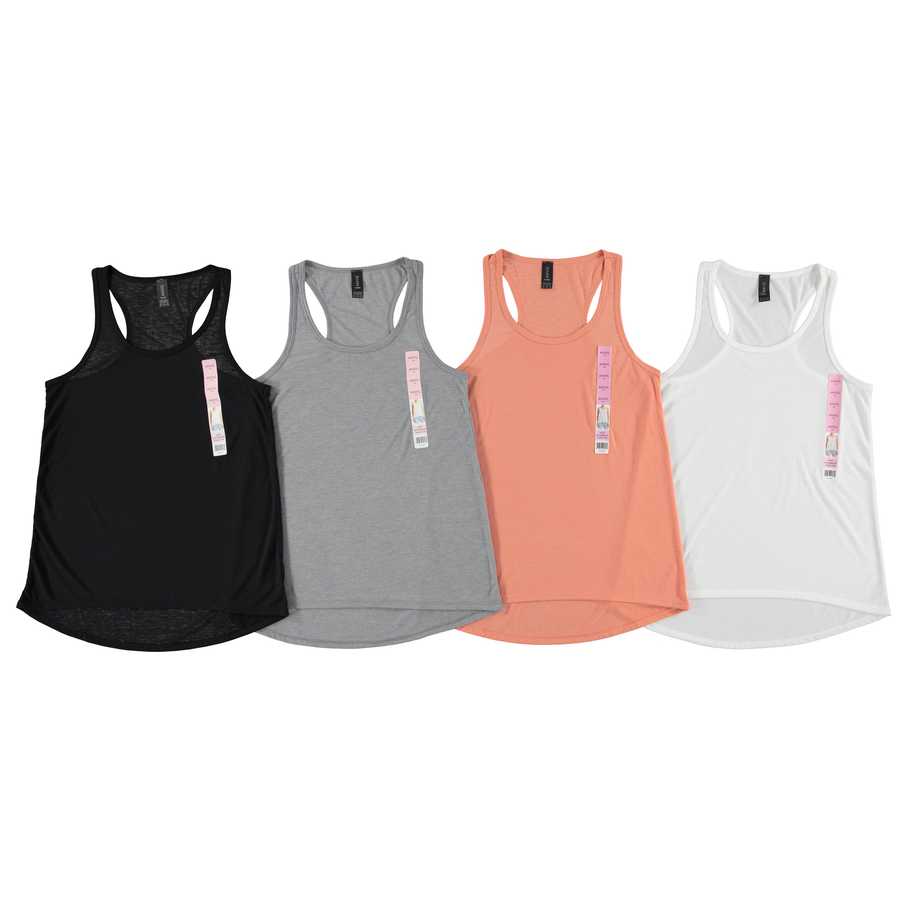 Anvil Ladies Racerback Soft Tank Tee, Assorted Colors and Sizes (32PVL-RBT)