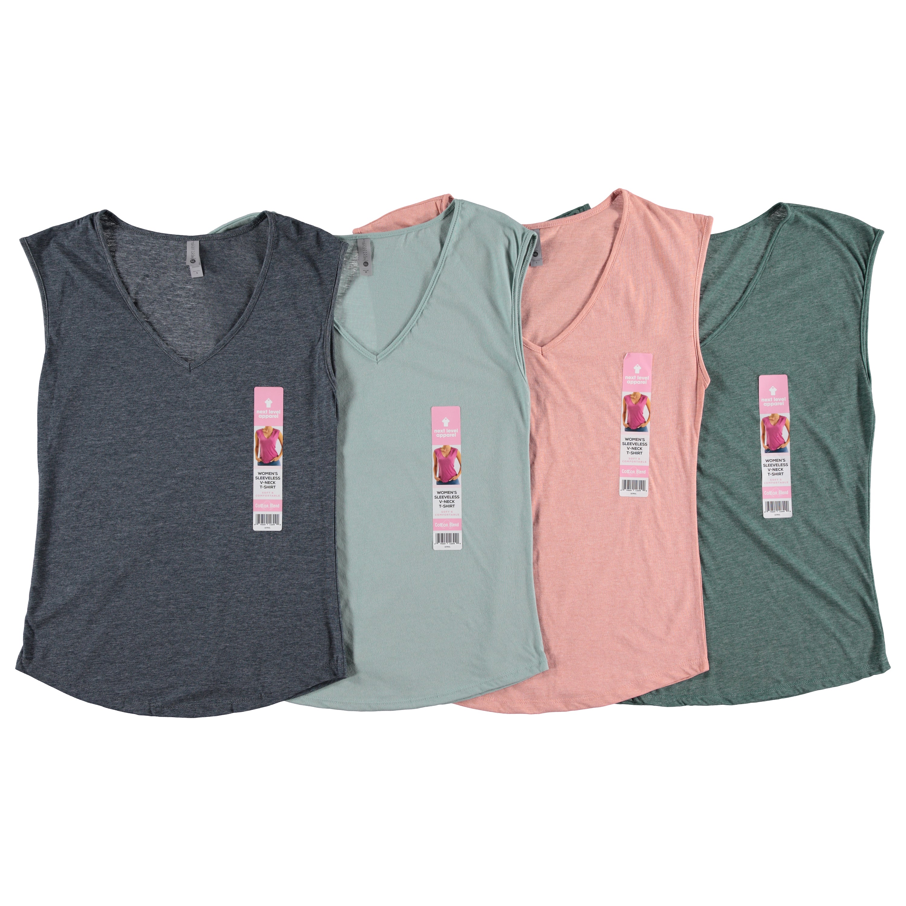 Next Level Ladies Sleeveless Soft V-Neck Tee - Assorted Colors & Sizes (37PVL-SLT)
