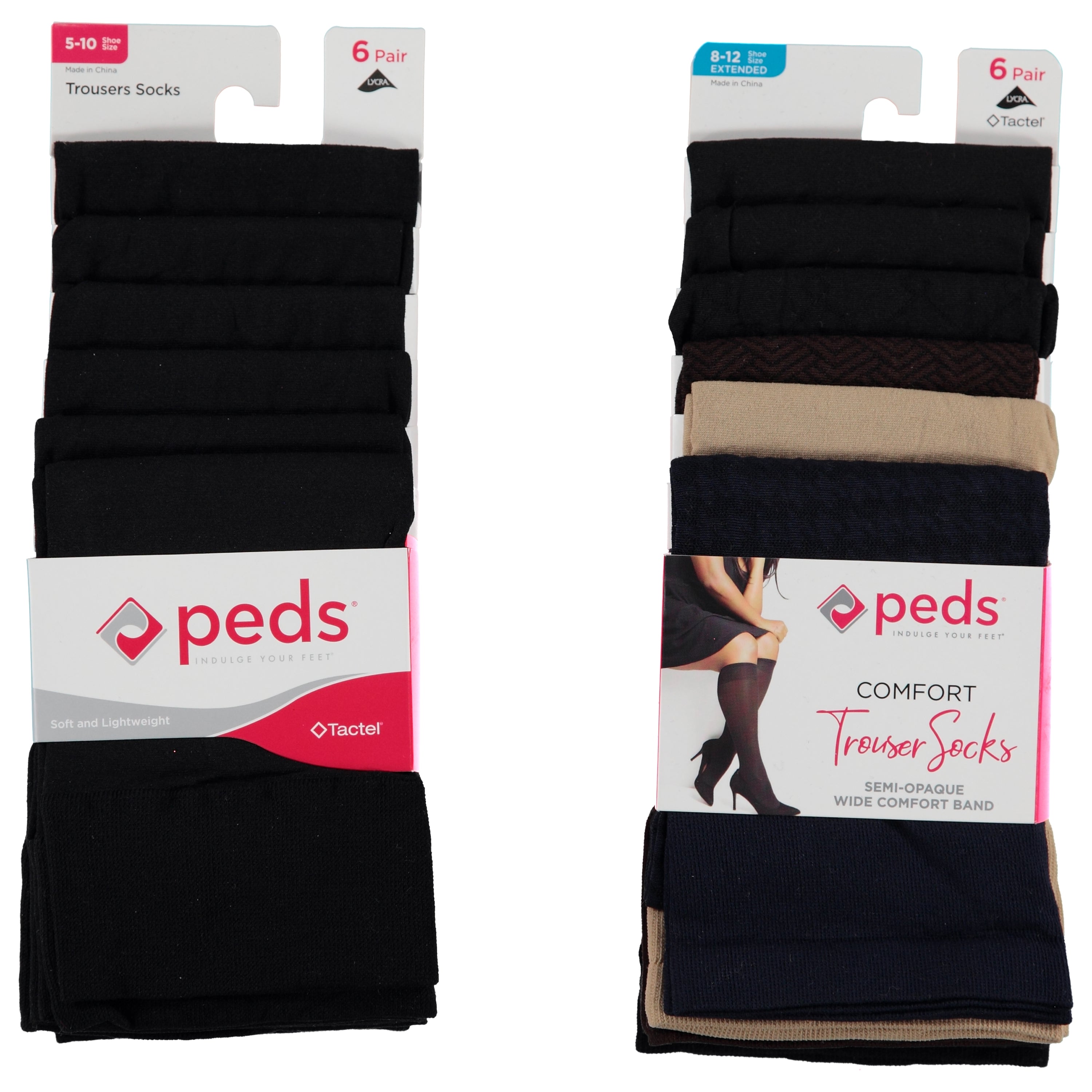 Peds Womens 6 pack Trouser Socks - Assorted Colors & Black (6573PD1)