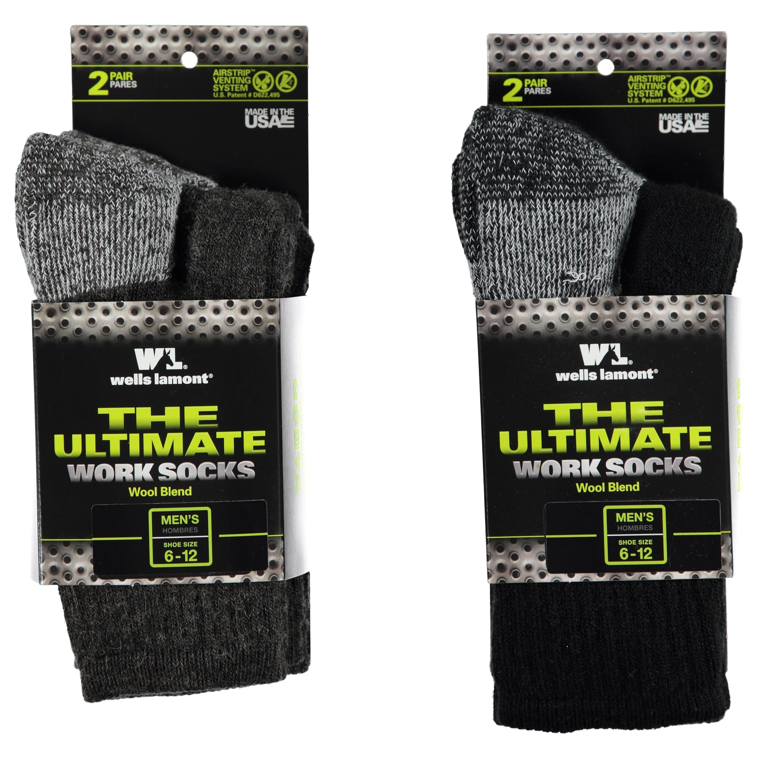 Wells Lamont 2 Pack Merino Wool Sock - Assorted Colors (9331MN)