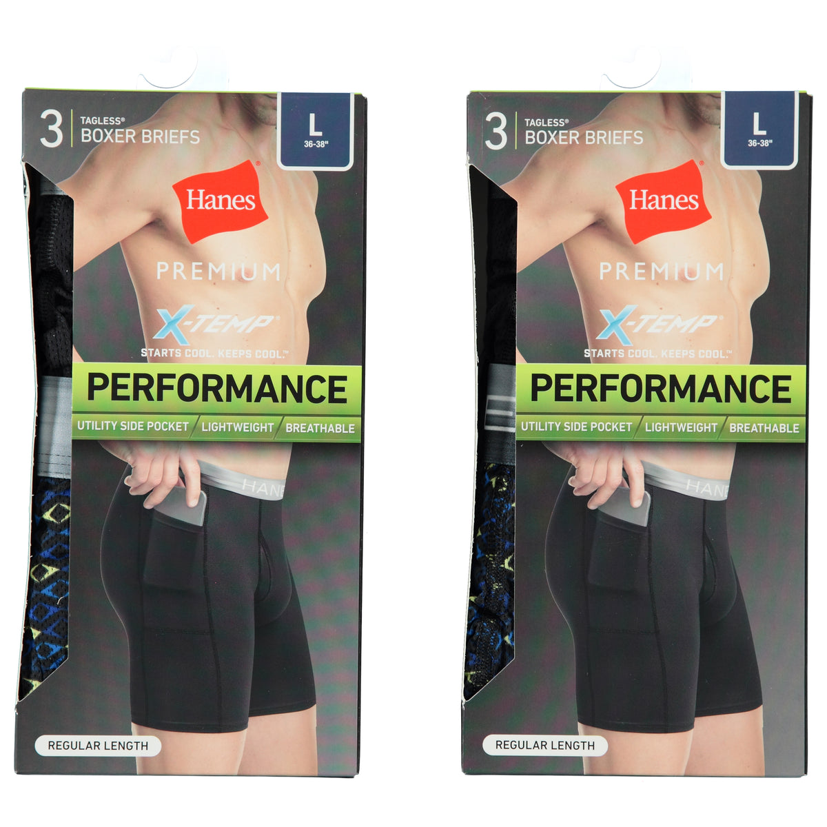 Hanes Mens 3 Pack X-Temp Boxer Brief - Assorted Colors & Sizes S-XL (9 ...