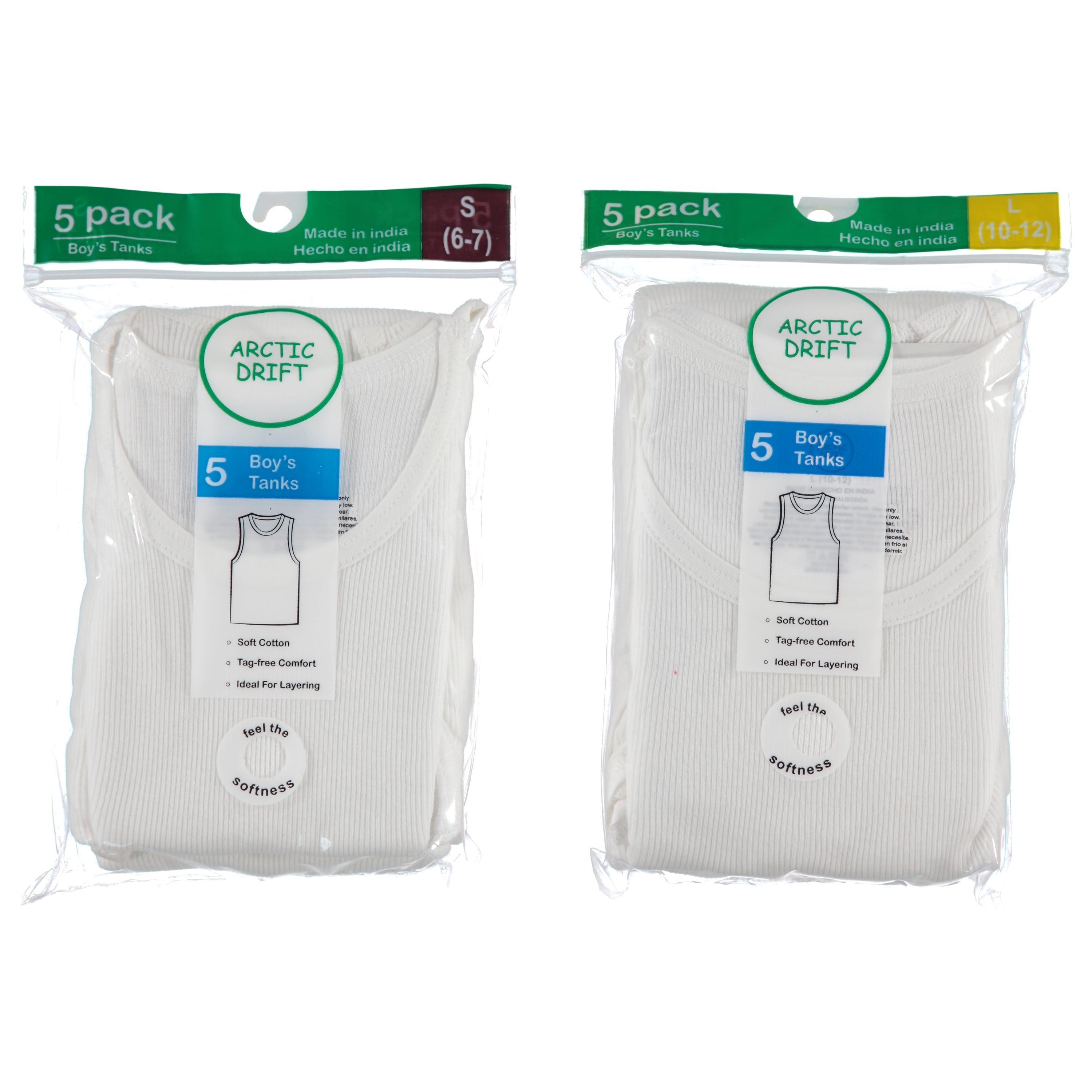 Arctic Drift White Boys 5 Pack A Shirt, Cotton S-XL (AD-A)