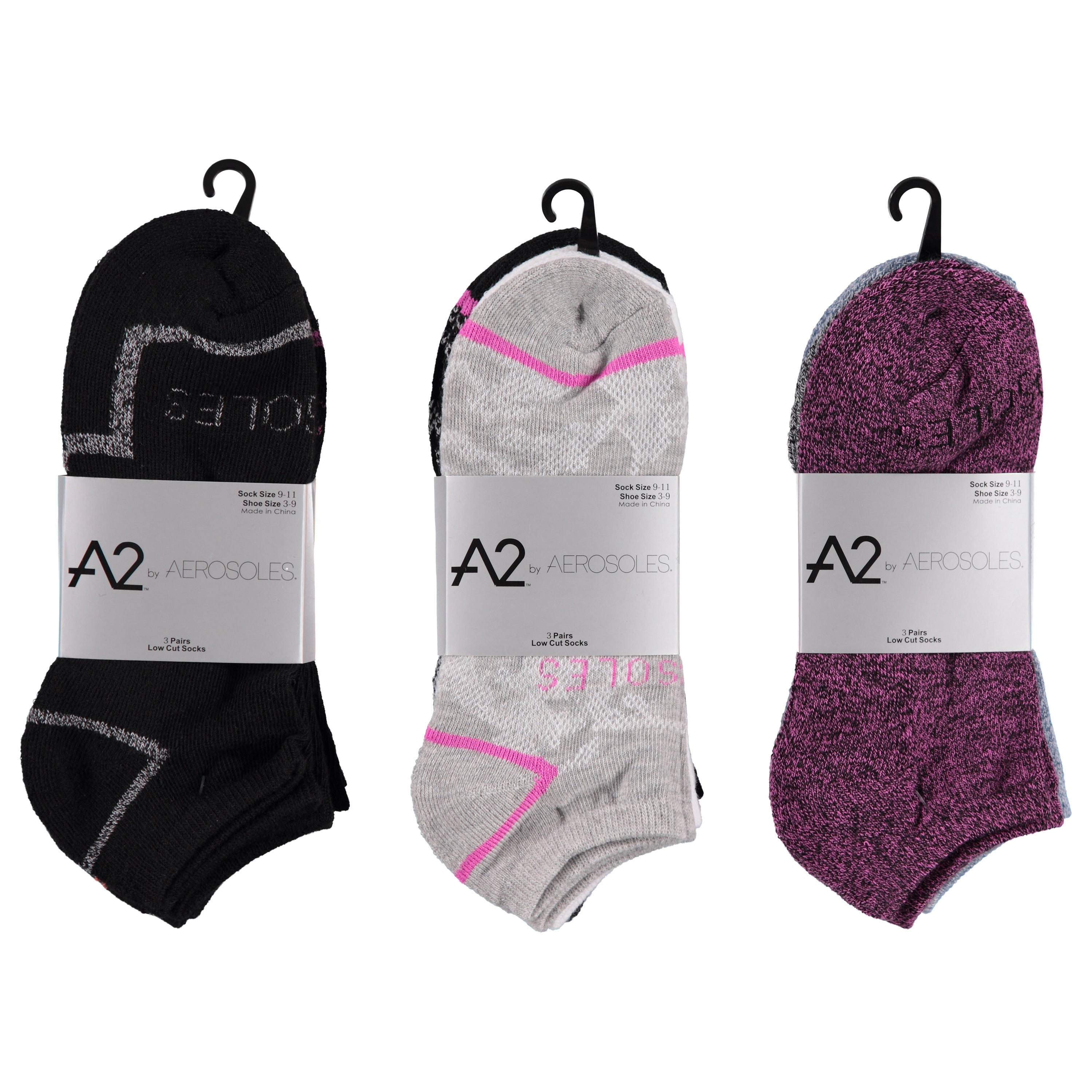 Aerosoles Ladies 3-Pack Cushion No-Show Spandex Socks, Assorted Colors (AELSS3)