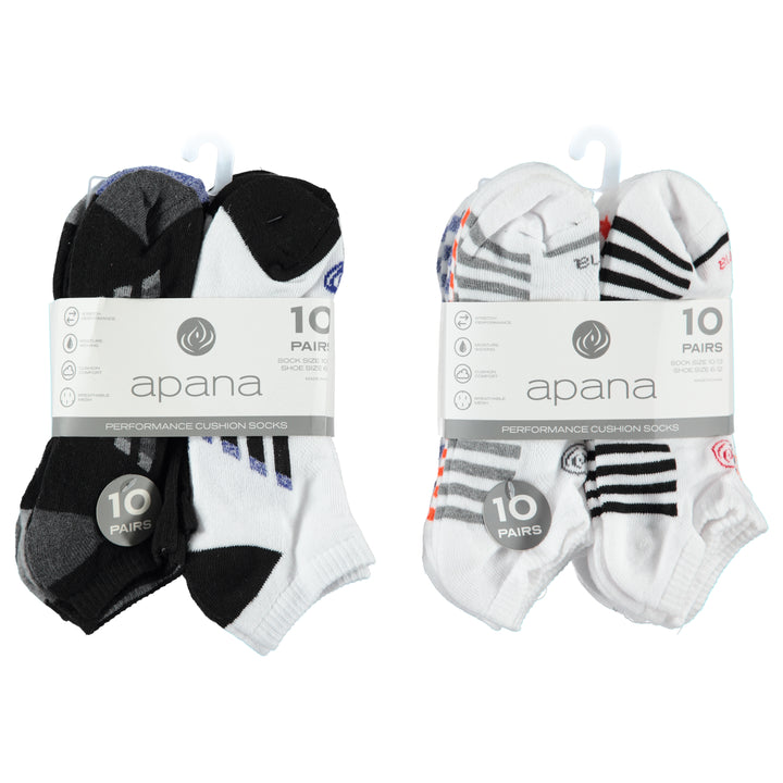 Apana Men's 10-Pack, Cushion No-Show Socks, Assorted Colors (APMSS10)