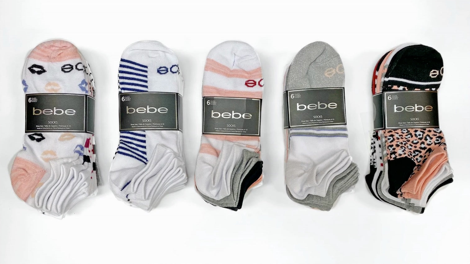 Bebe Women's 6-Pack Non-Cushion No-Show Socks, Assorted Colors (BELNS6)