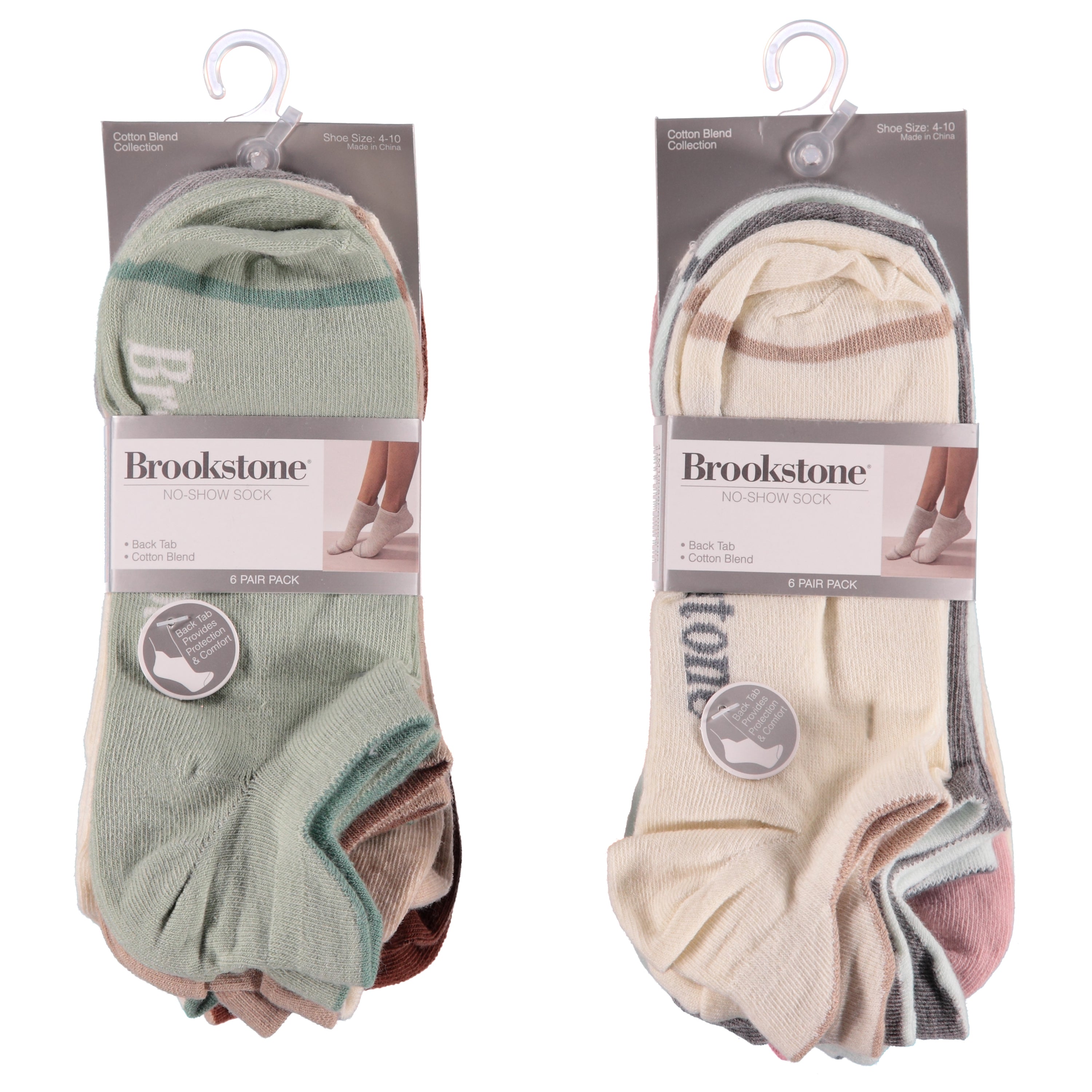 Brookstone 6 Pack Ladies Cotton No Show Socks - Assorted Colors & Styles (BSLCT6)
