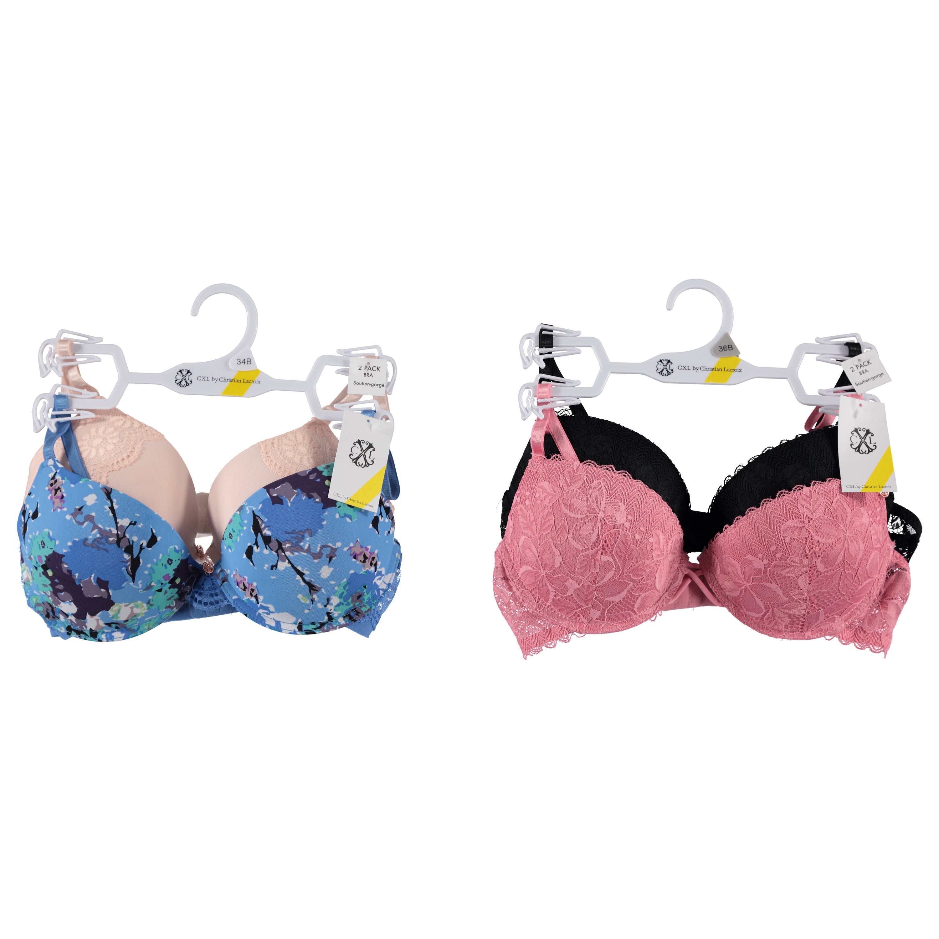 CXL Women's 2-Pack Smooth Bras, Assorted Styles and Sizes (CXLBRA2)