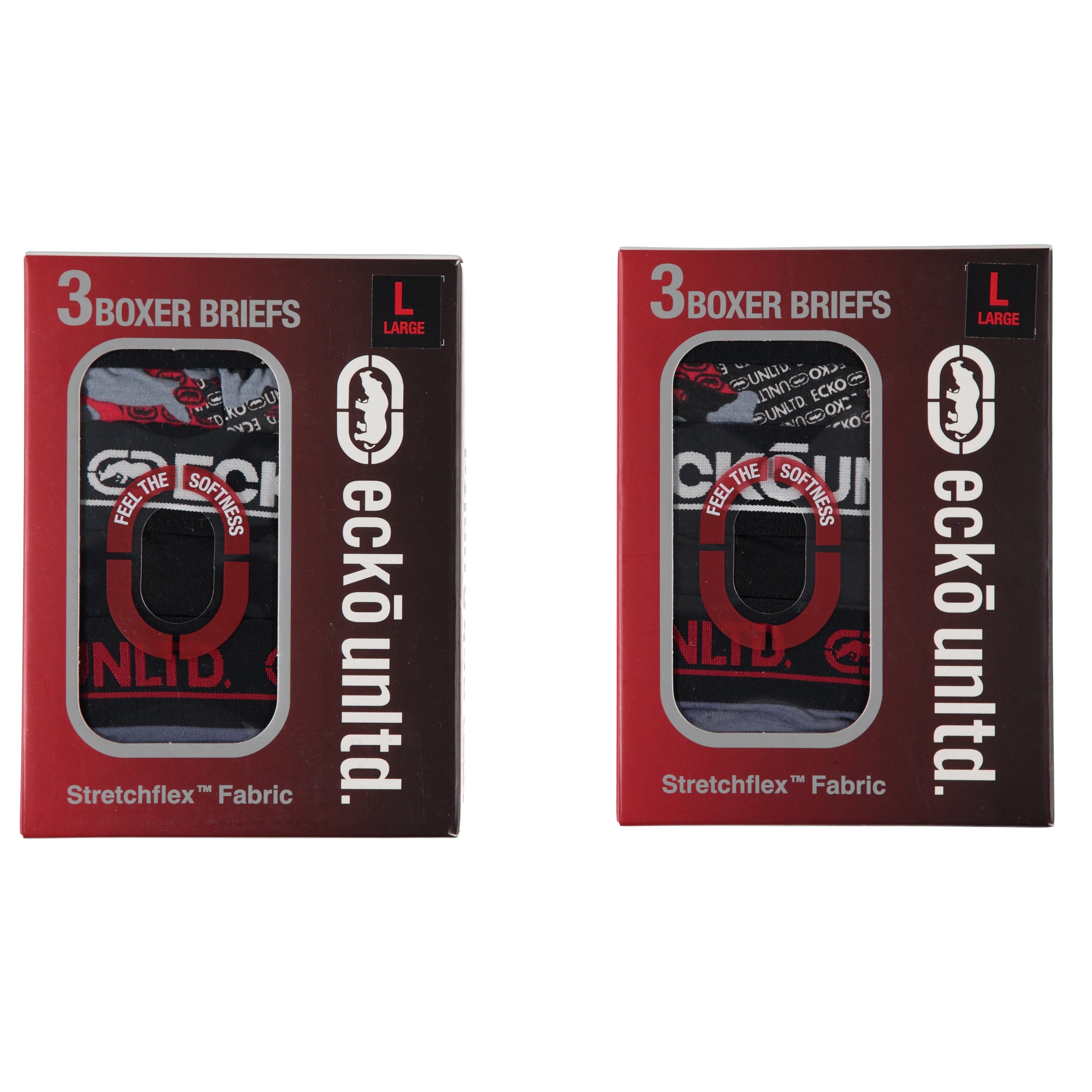 Ecko Mens 3 Pack Cotton Boxer Briefs - Assorted Colors & Sizes S-2X To Case (EMW3BX)