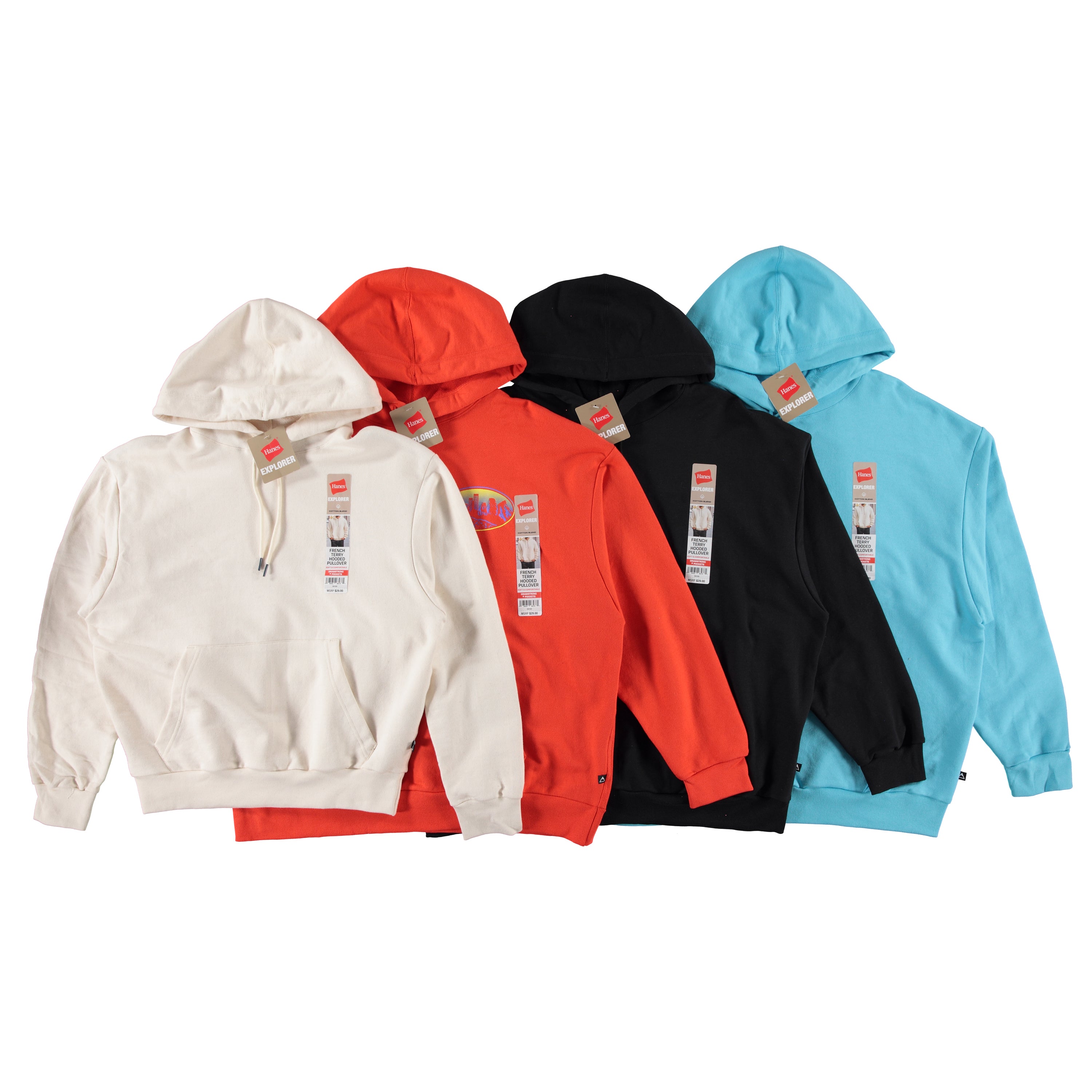 Hanes Mens Explorer French Terry Pullover Hoodie - Assorted Colors & Sizes S-2XL (EX103)