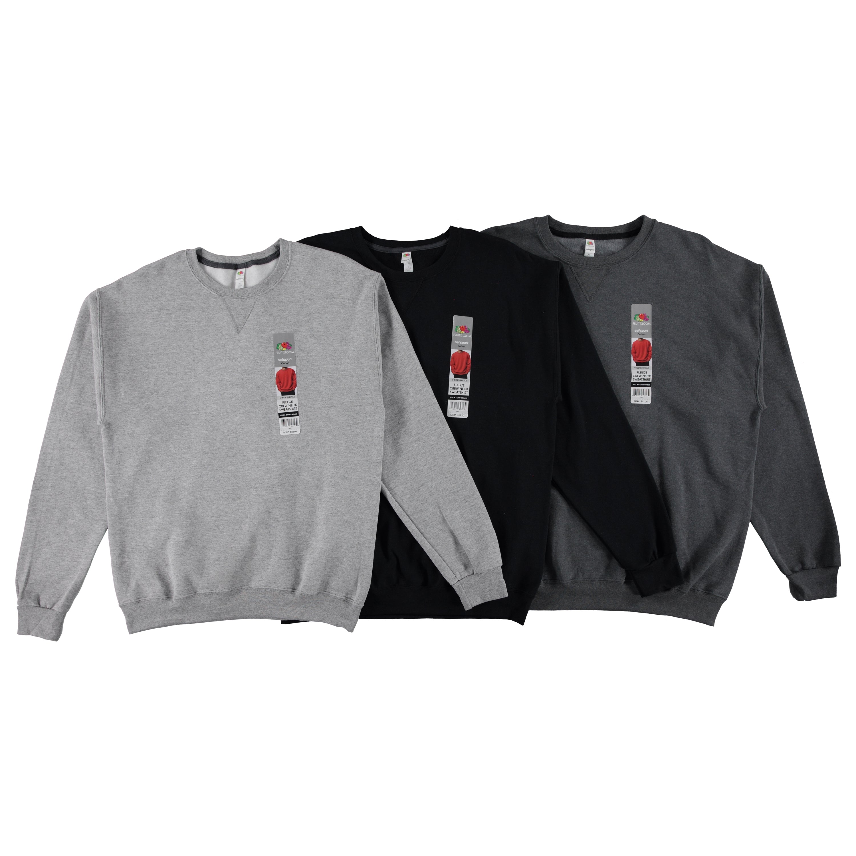 Fruit Of Loom Mens 1st Quality Crew Neck Sweatshirts Fleece - Assorted Colors & Sizes S-2X To Case (F888)