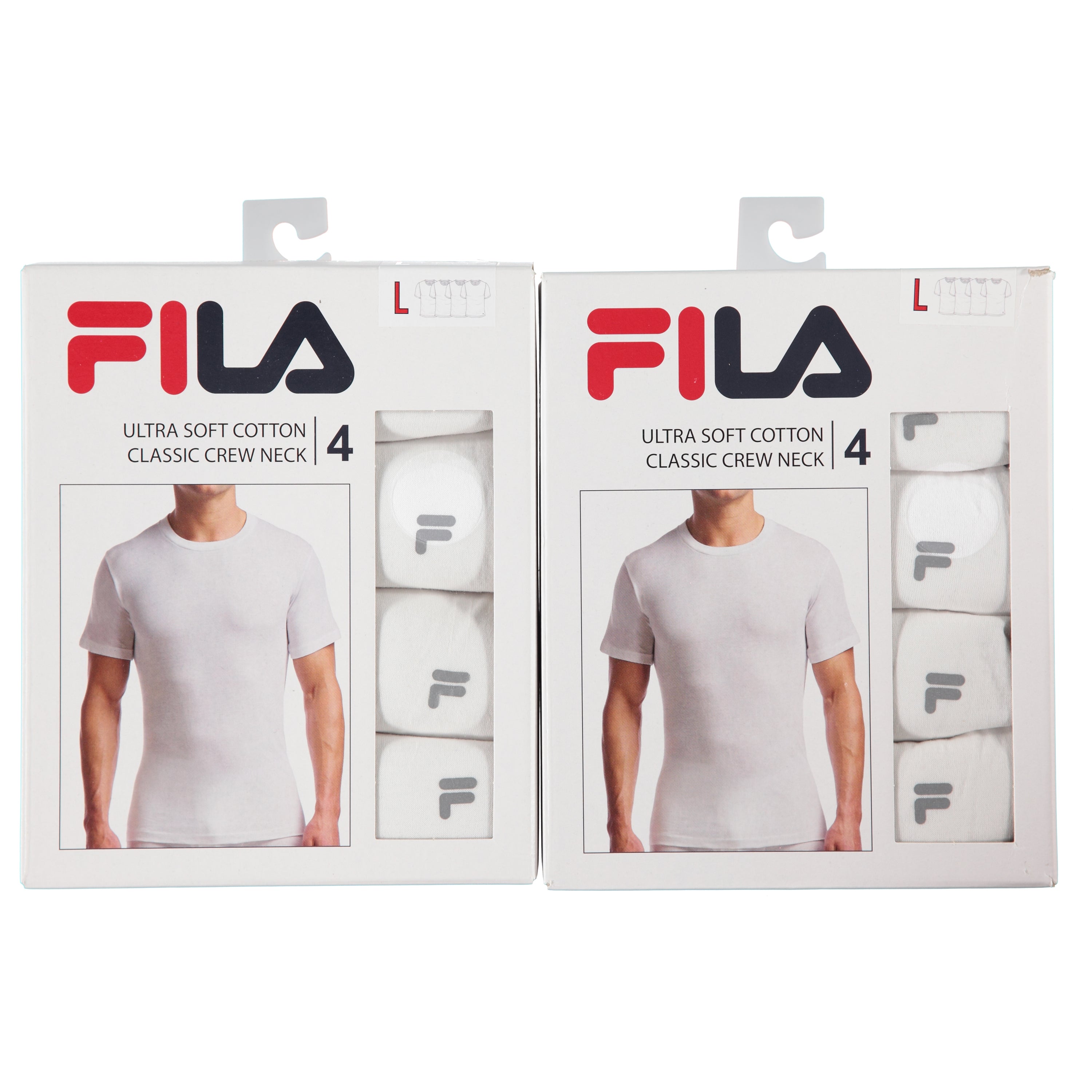 Fila Mens 4 Pack Cotton Knit Crew Neck Tee In Box - Assorted Colors M-2XL (FA150-4)