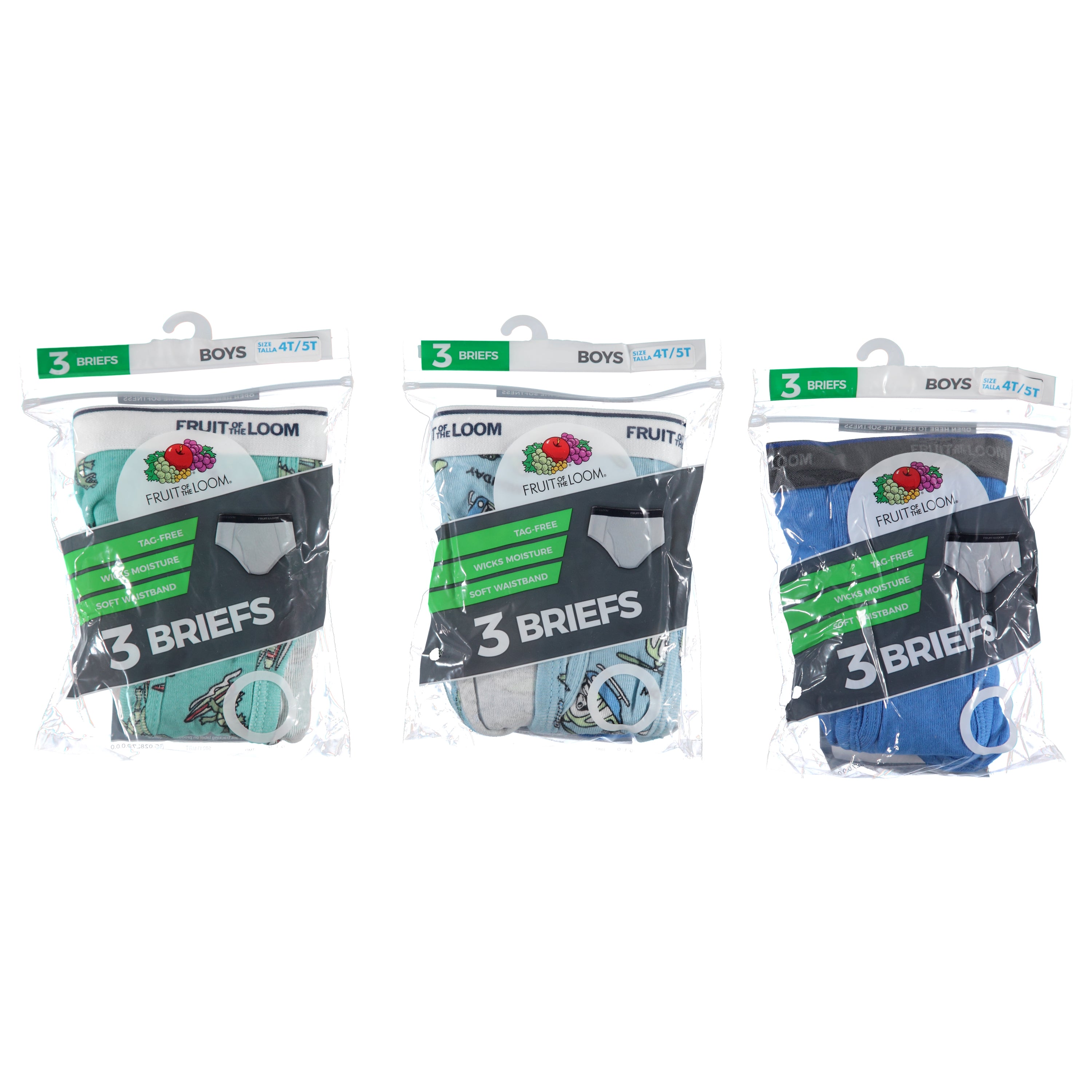 Fruit Of The Loom Boys Toddler 3 Pack Briefs - Assorted Colors & Sizes 2T/3T 4T/5T (FBTCF3)