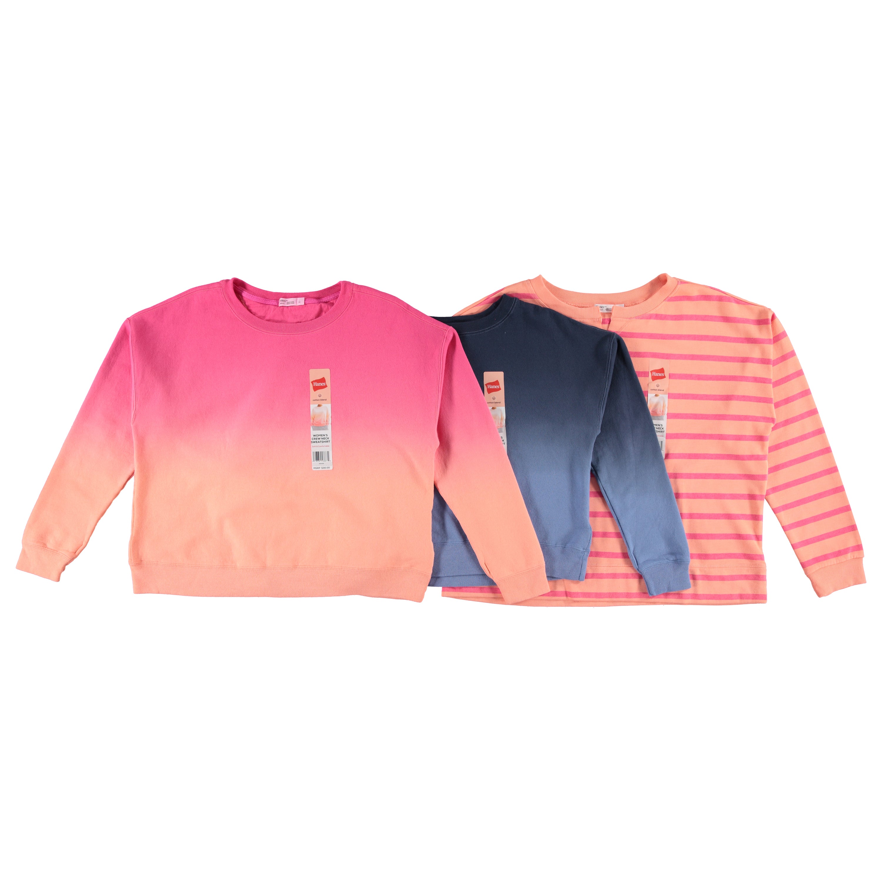 Hanes Ladies Crew Fleece Sweatshirt - Assorted Colors & Sizes (GDH439)
