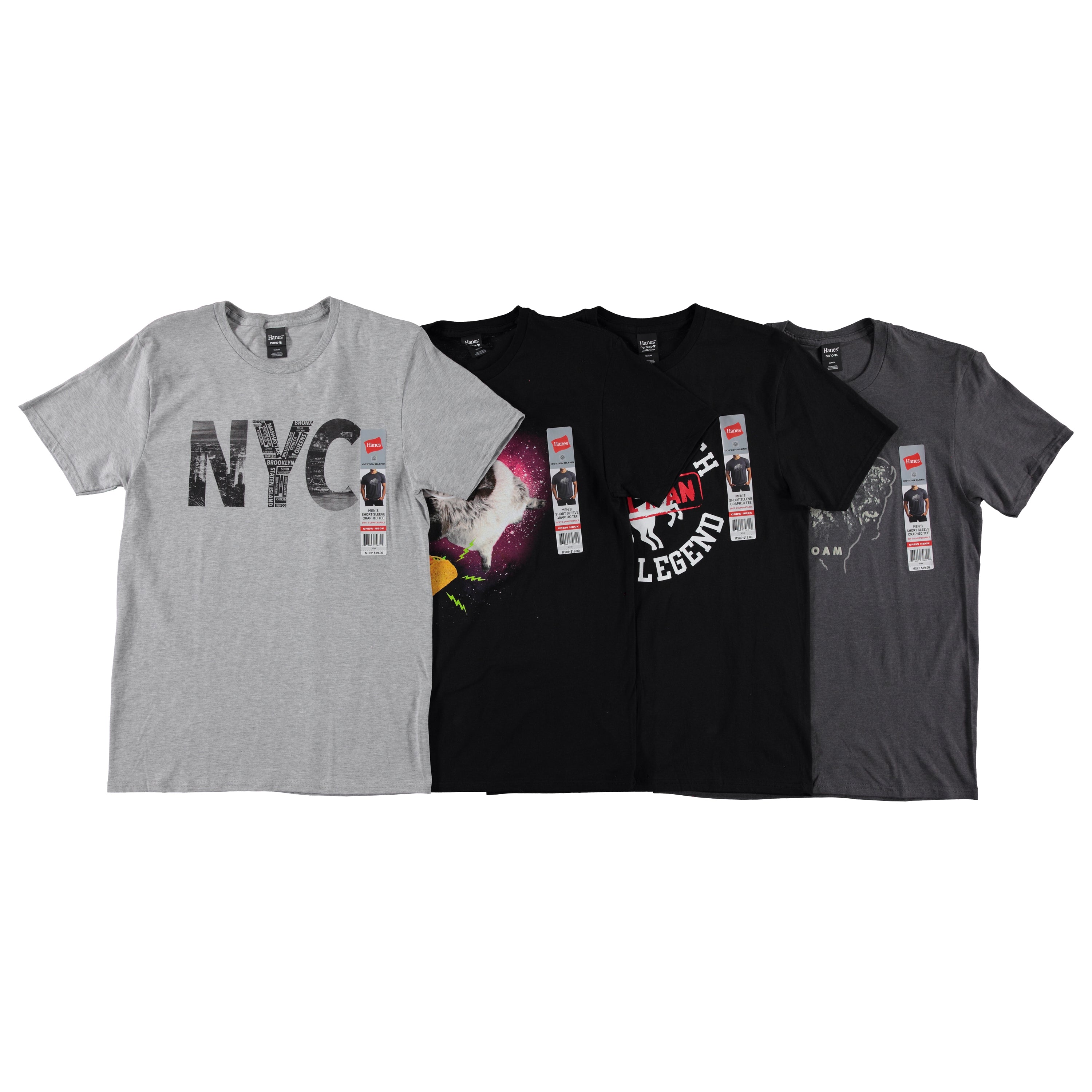 Hanes Mens Short Sleeve Graphic Crew Neck Tee - Assorted Colors & Sizes (GT49)