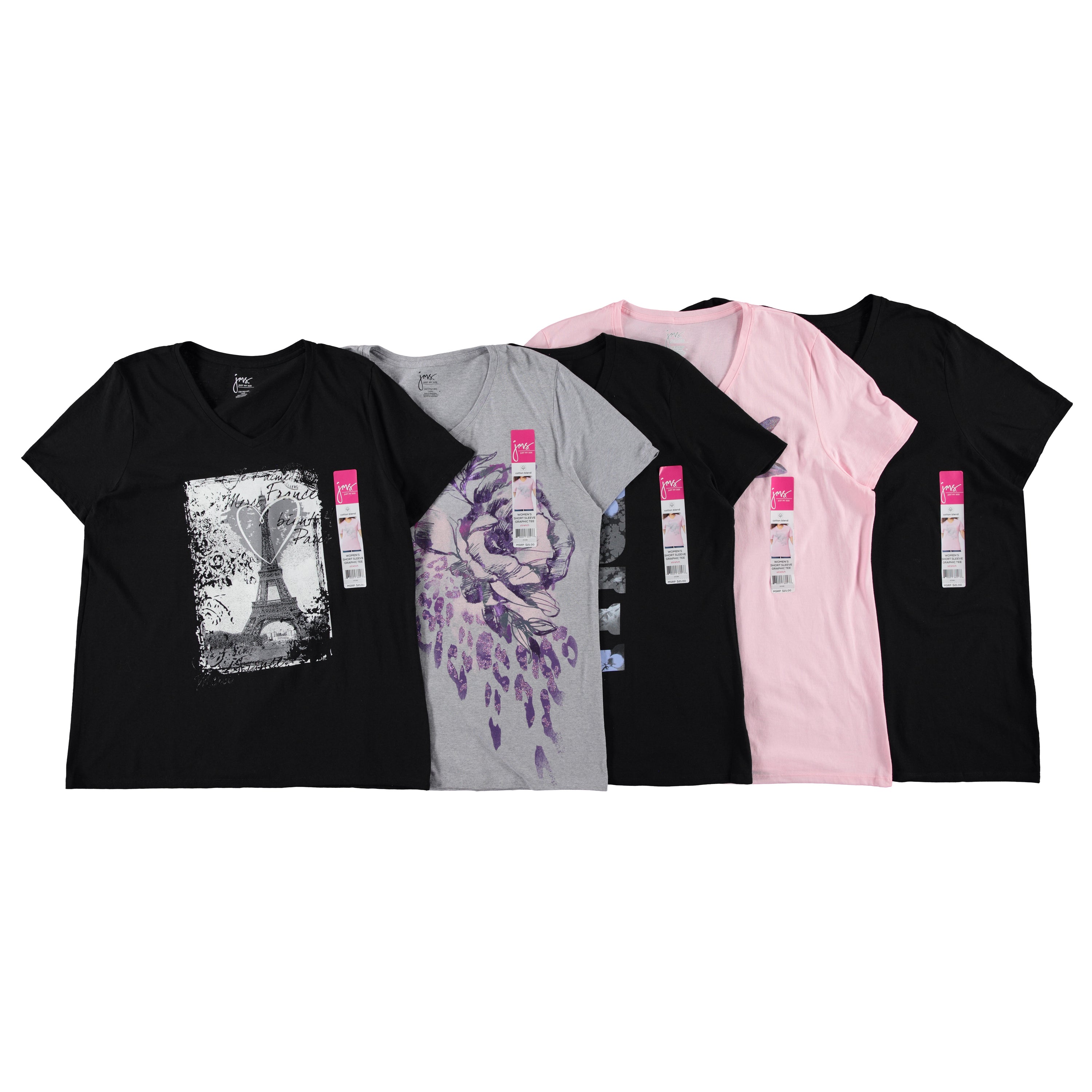 JMS Women Short Sleeve Graphic Tee - Assorted Colors & Sizes to Case (GTJ181)