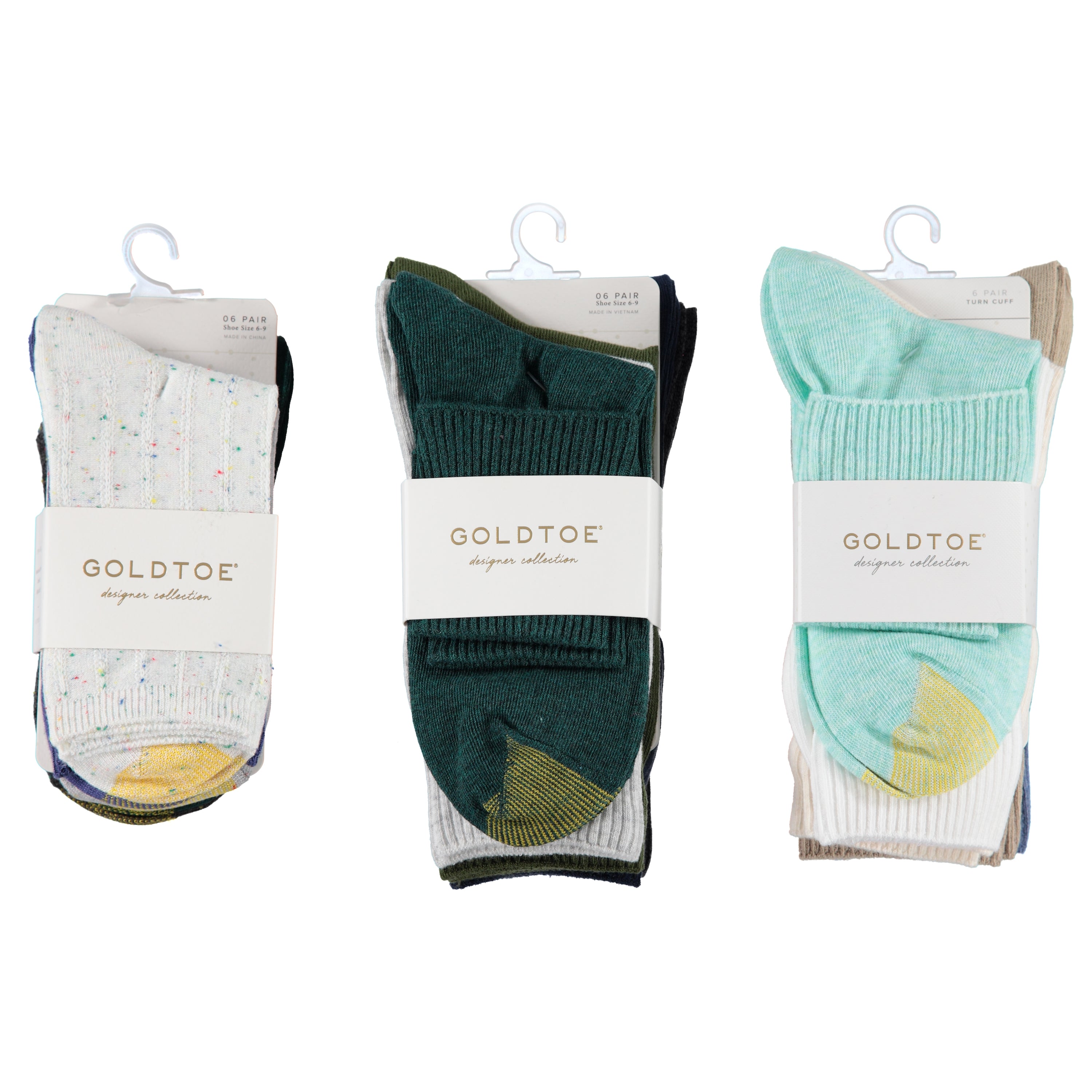 Goldtoe Ladies 6 Pack Casual Crew Sock - Assorted Colors & Sizes (GTLCR6)