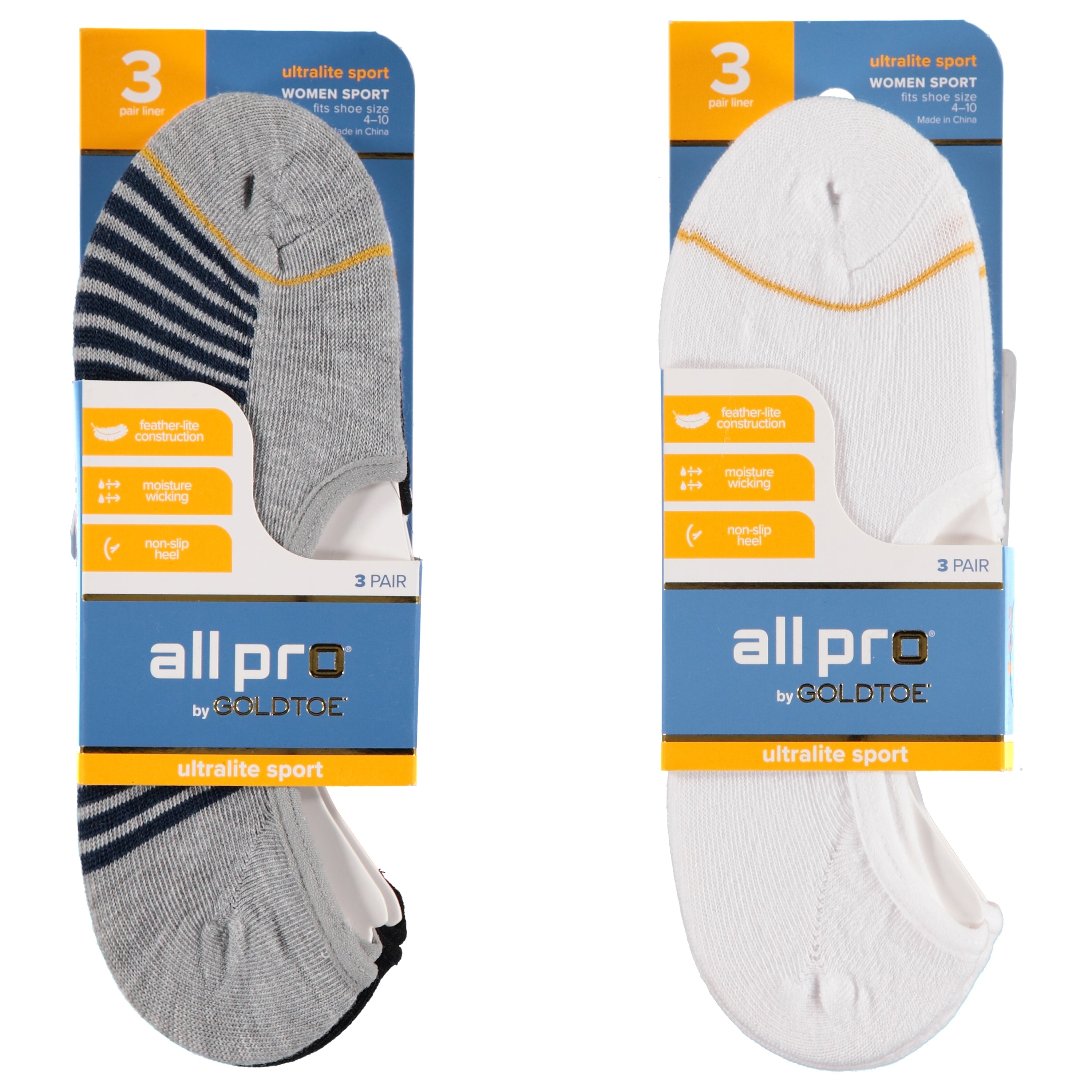 Goldtoe 3 Pack Ladies No Show Shoe Sport Liner - Assorted Colors 9-11 (GTLL3-S)