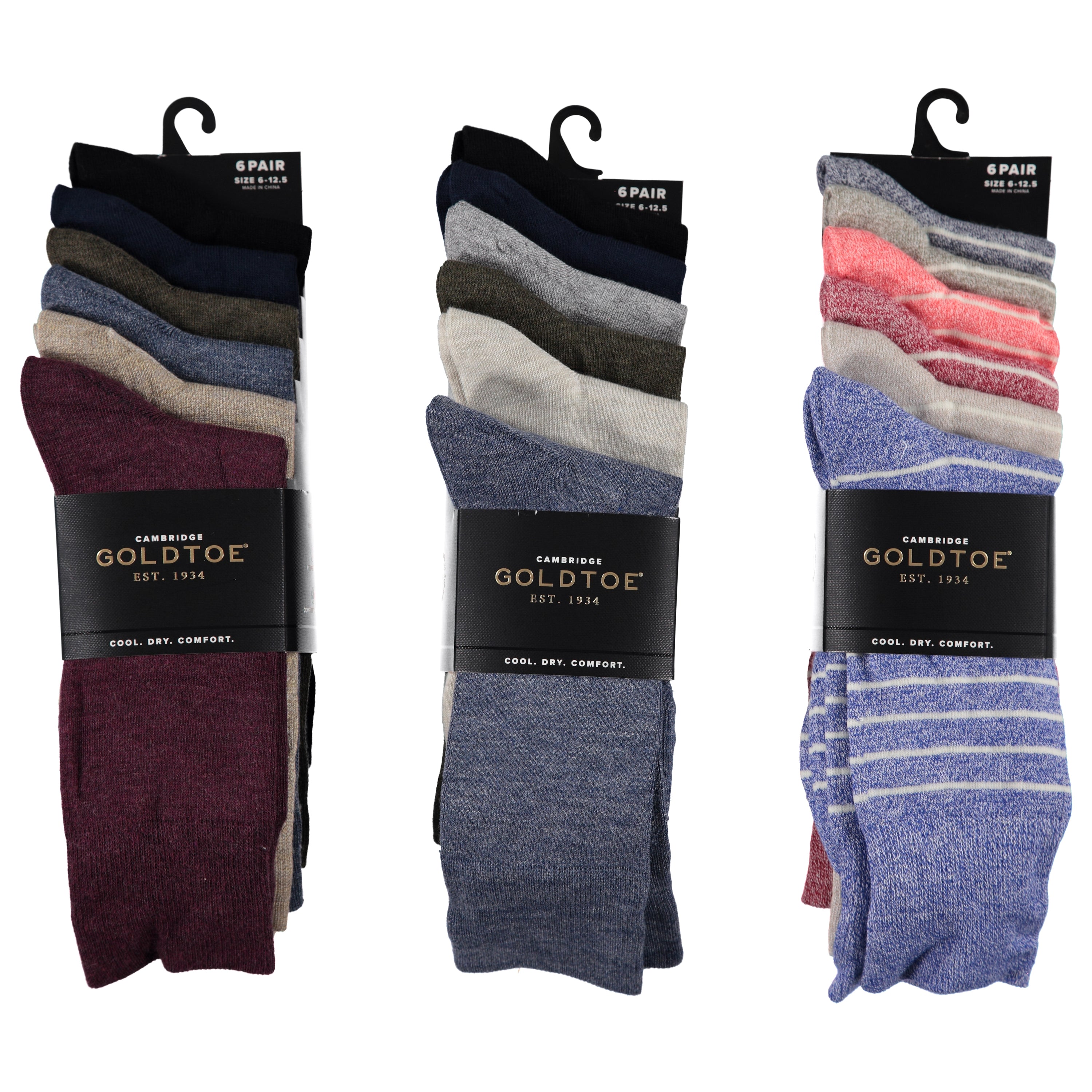 Gold Toe Signature Mens 6 Pack Crew Socks - Assorted Colors (GTMCS6-D)