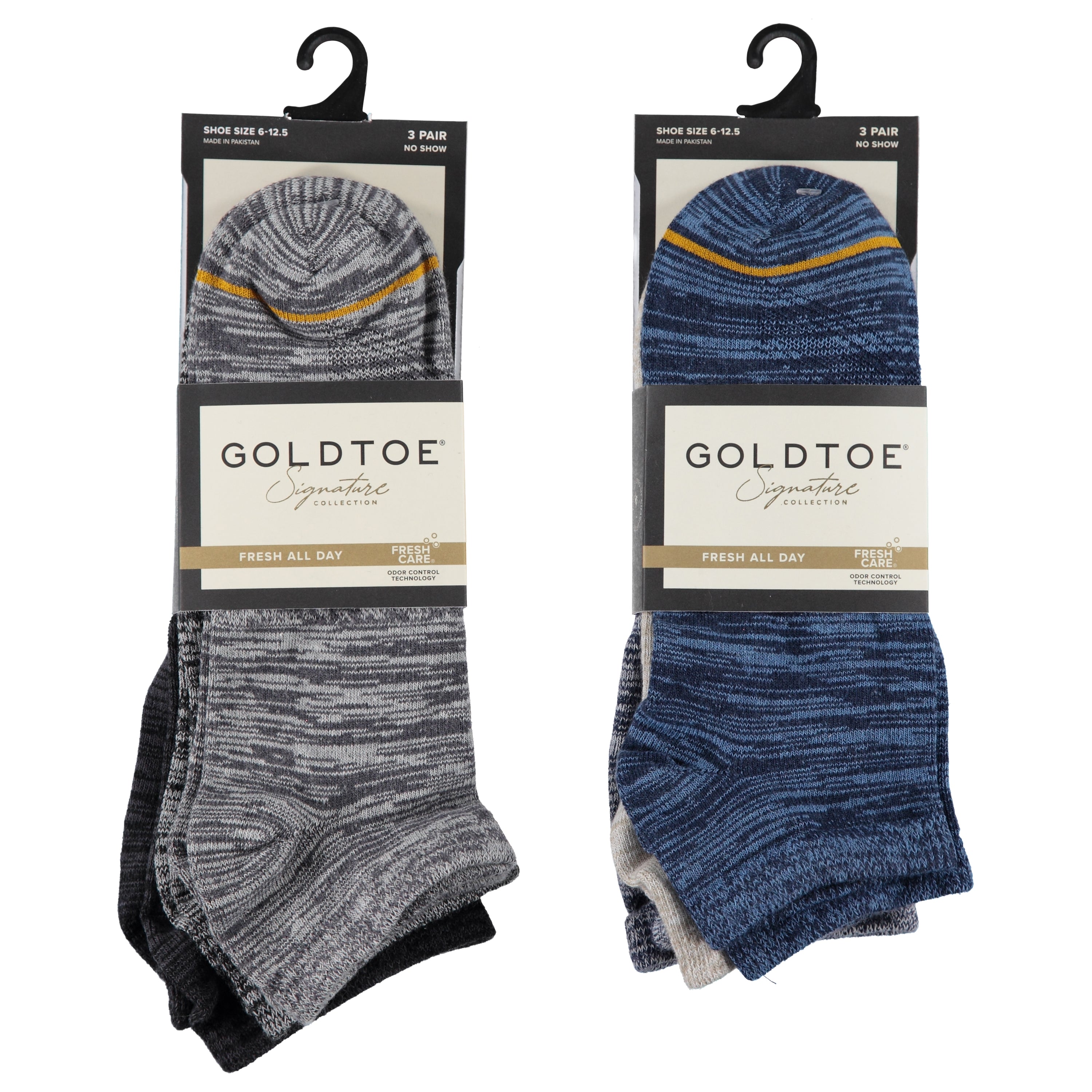 Gold Toe Mens No Show 3 Pack Sock - Assorted Colors & Sizes 10-13 (GTMSS3)
