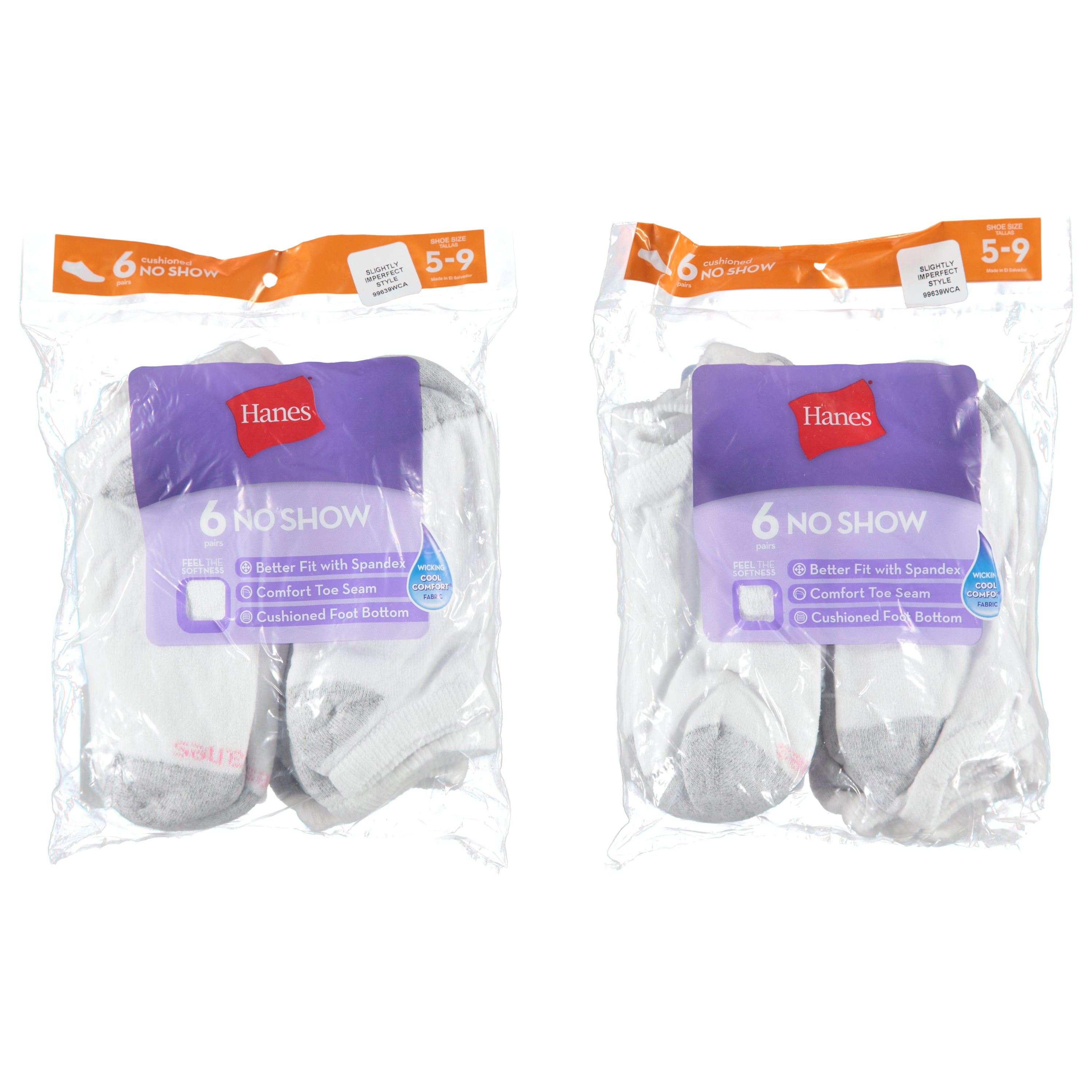 Hanes Ladies 6 Pack No Show Cushion Sock - Assorted Colors & Sizes 9-11 (H9639WCA)