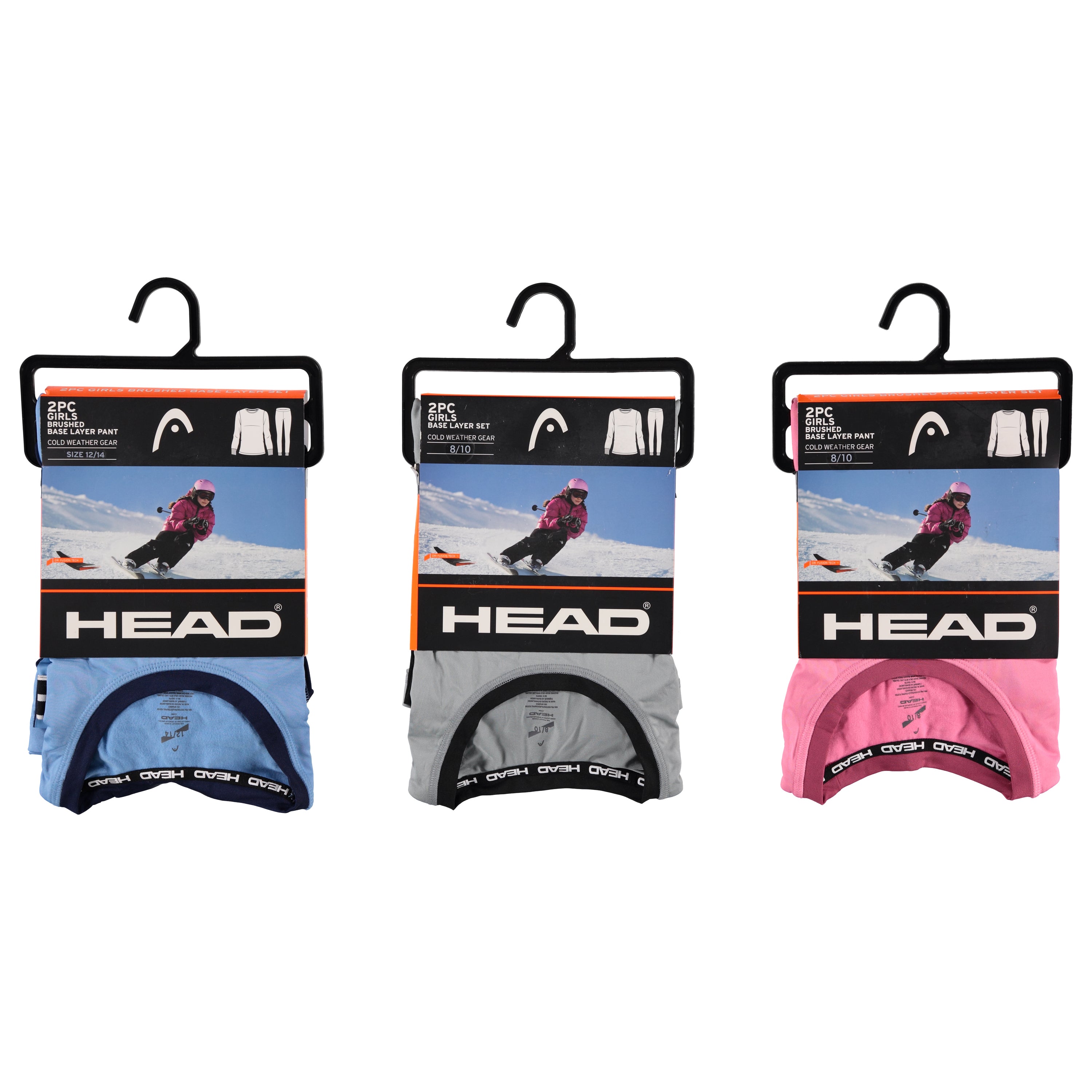 Head Girls 2-Piece Brushed Base Layer Sets, Assorted Colors and Sizes (HDG4050-S)