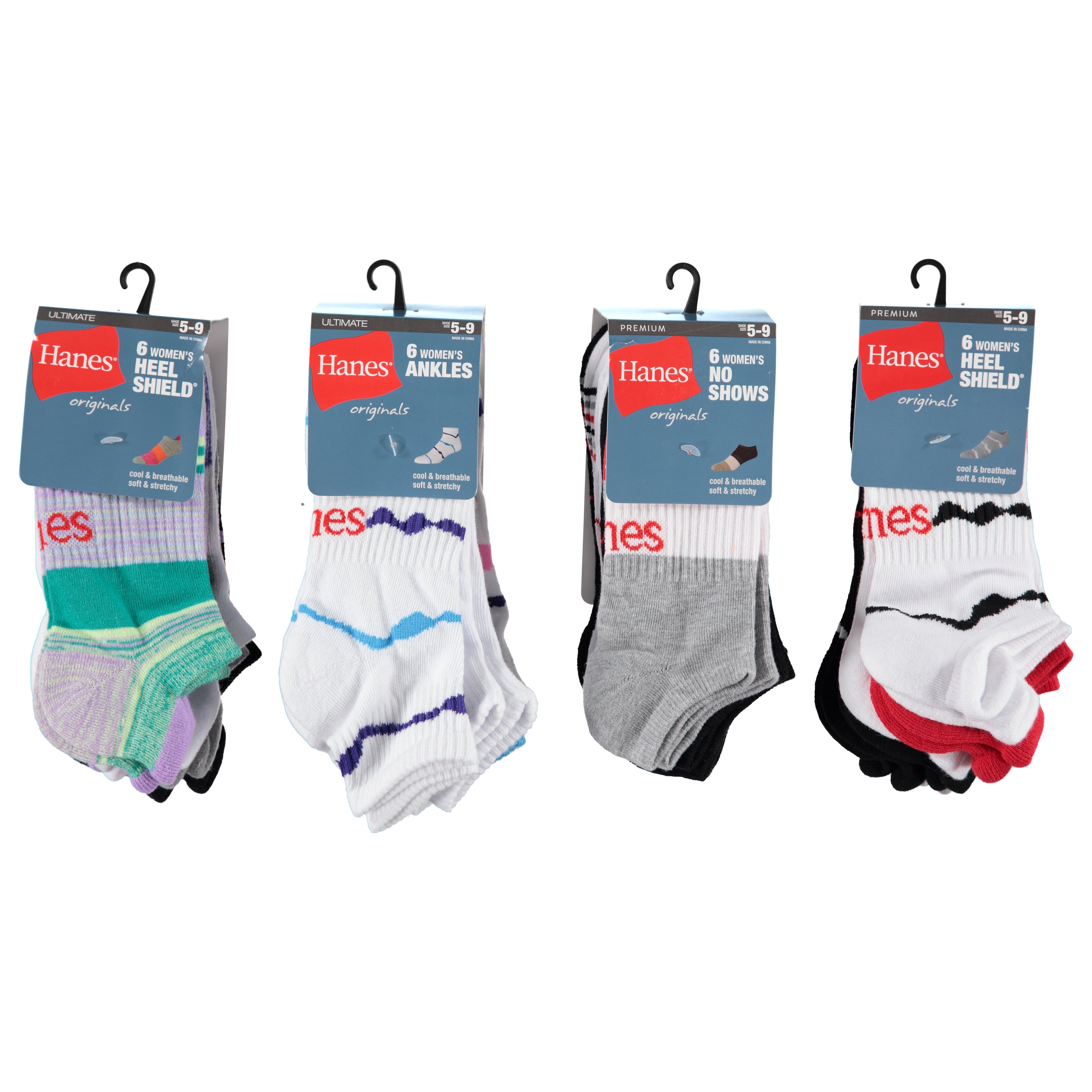 Hanes Ladies 6 Pack No Show Cushion Sock - Assorted Colors & Sizes 9-11 (HNLSS6)
