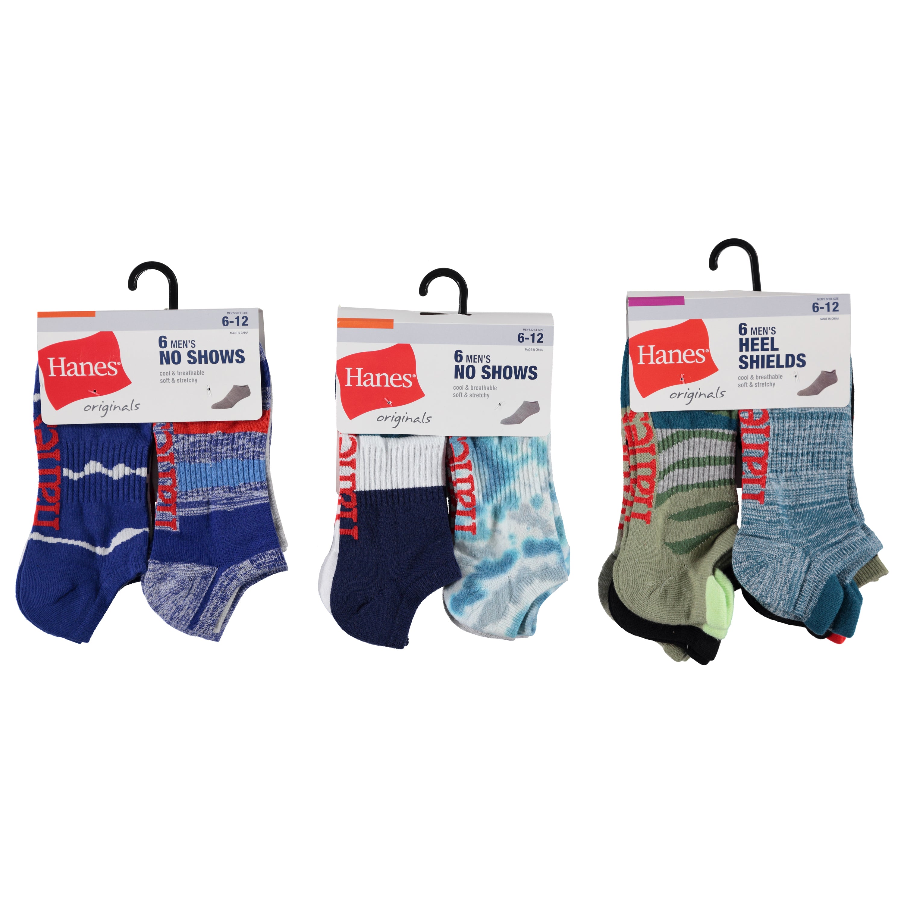 Hanes Mens 6 Pack No Show Cushion Sock - Assorted Colors & Sizes 10-13 (HNMSS6)