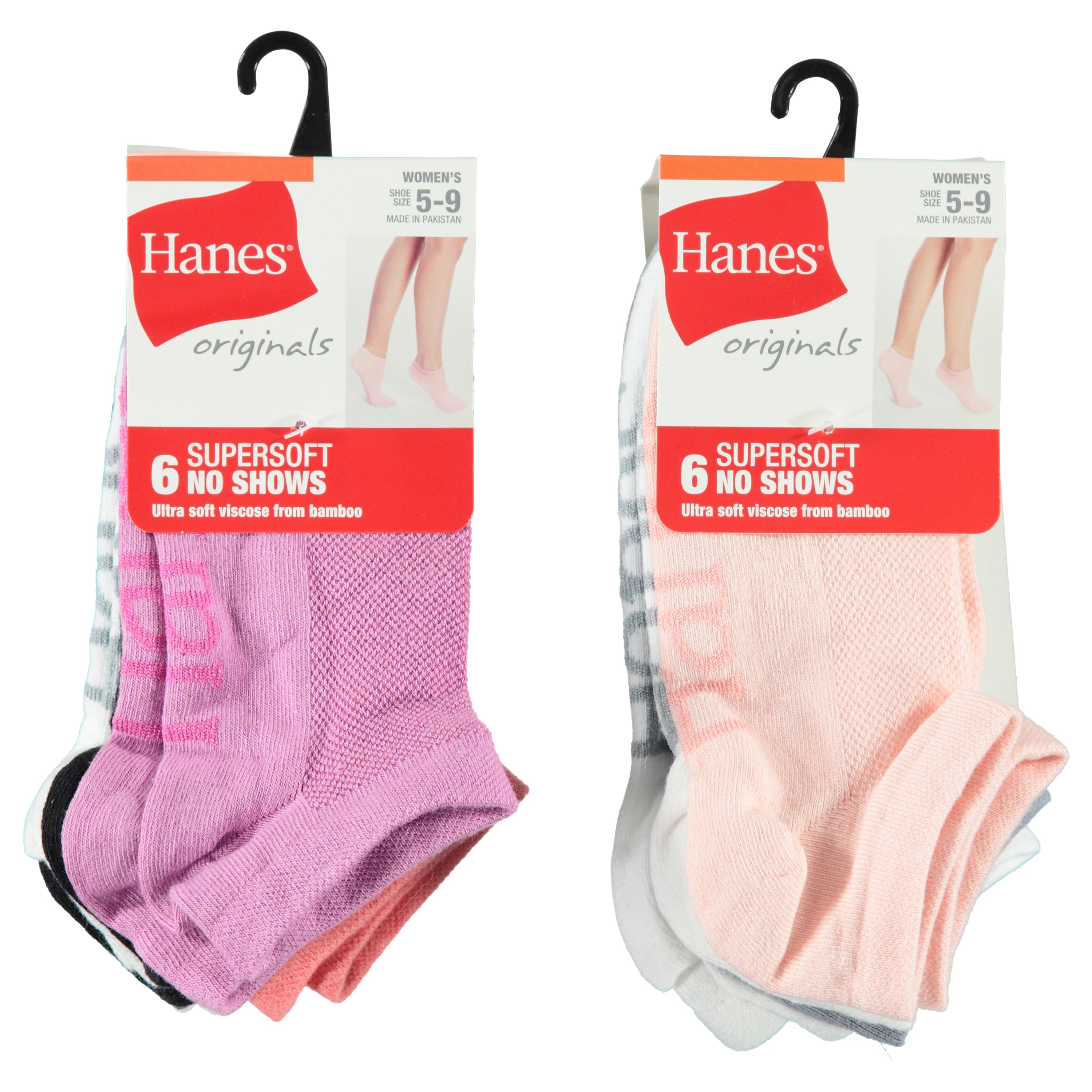 Hanes Women Super Soft 6 Pack No Show Socks - Assorted Colors & Sizes 5-9 (HWSN6)
