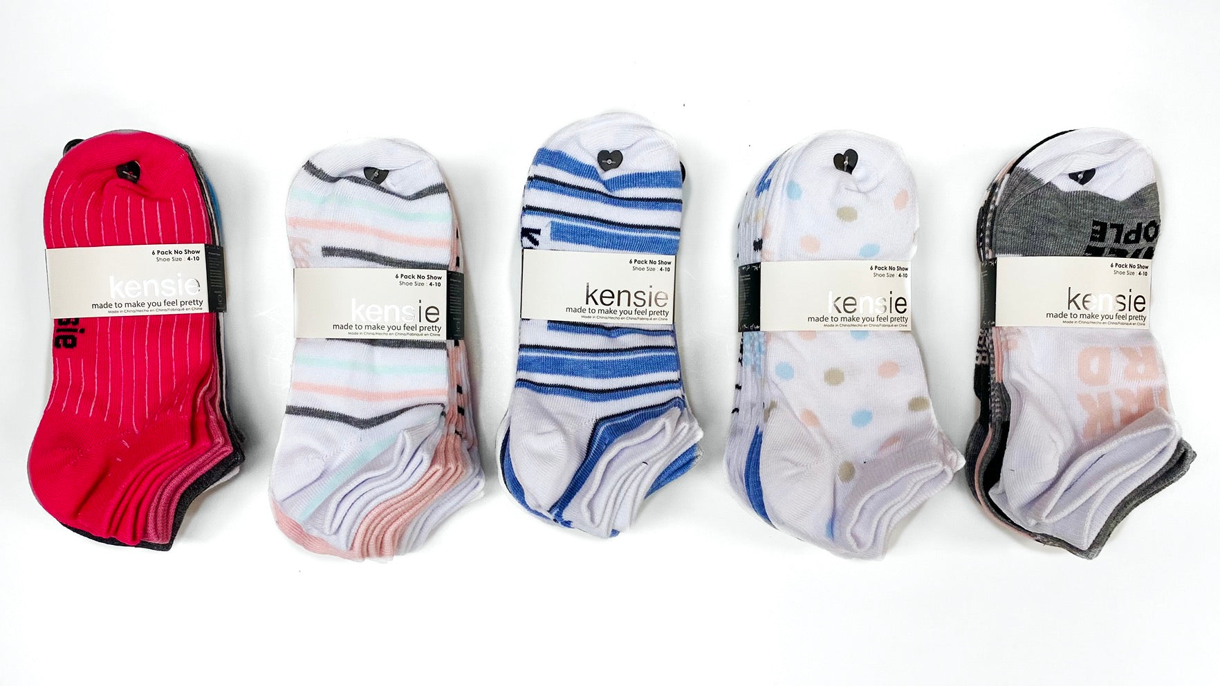 Kensie Women's 6-Pack No-Show Non-Cushion Socks, Assorted Colors (KENLNS6)