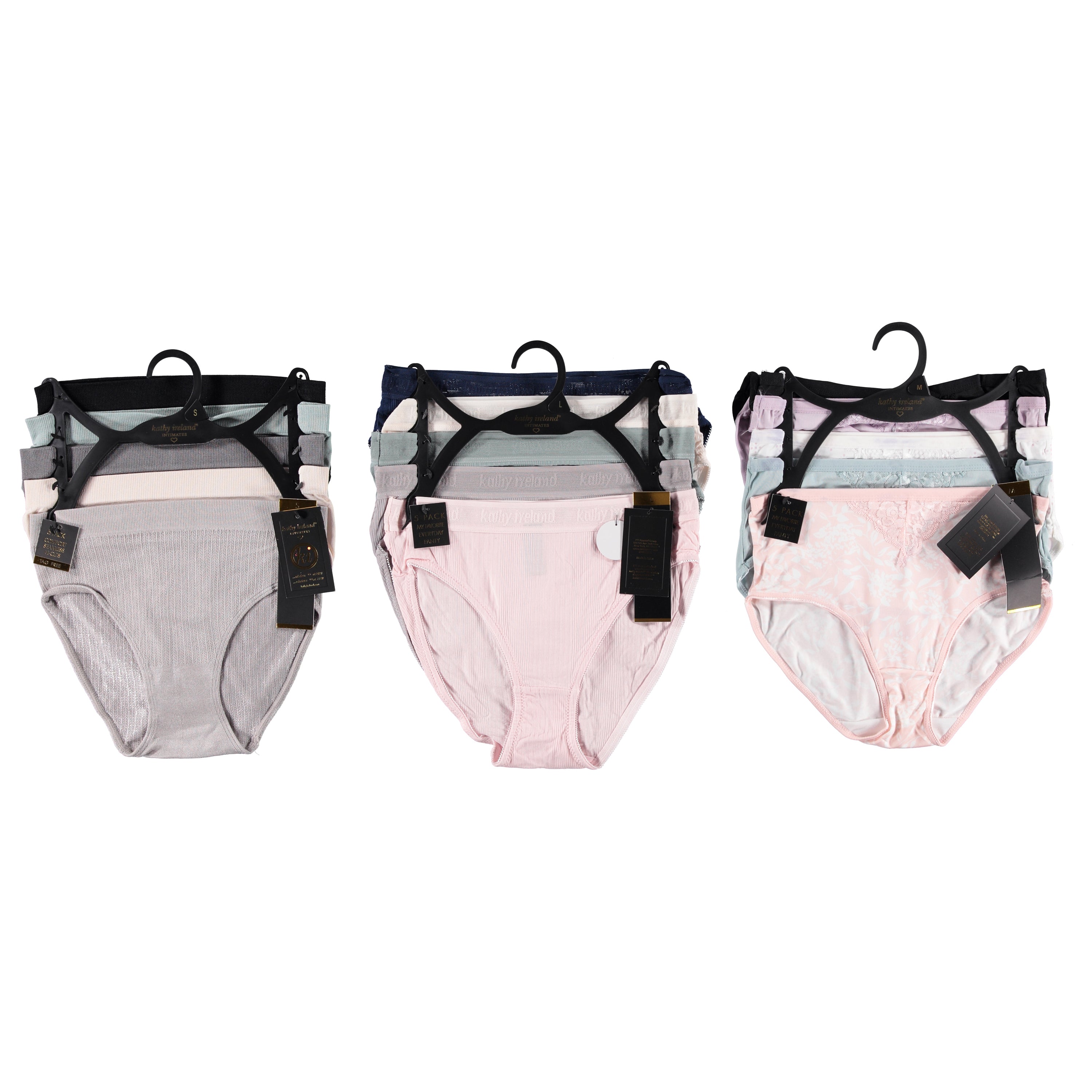 Kathy Ireland Women Hi Cut Panties 5 Pack - Assorted Styles & Colors (KILHC5)