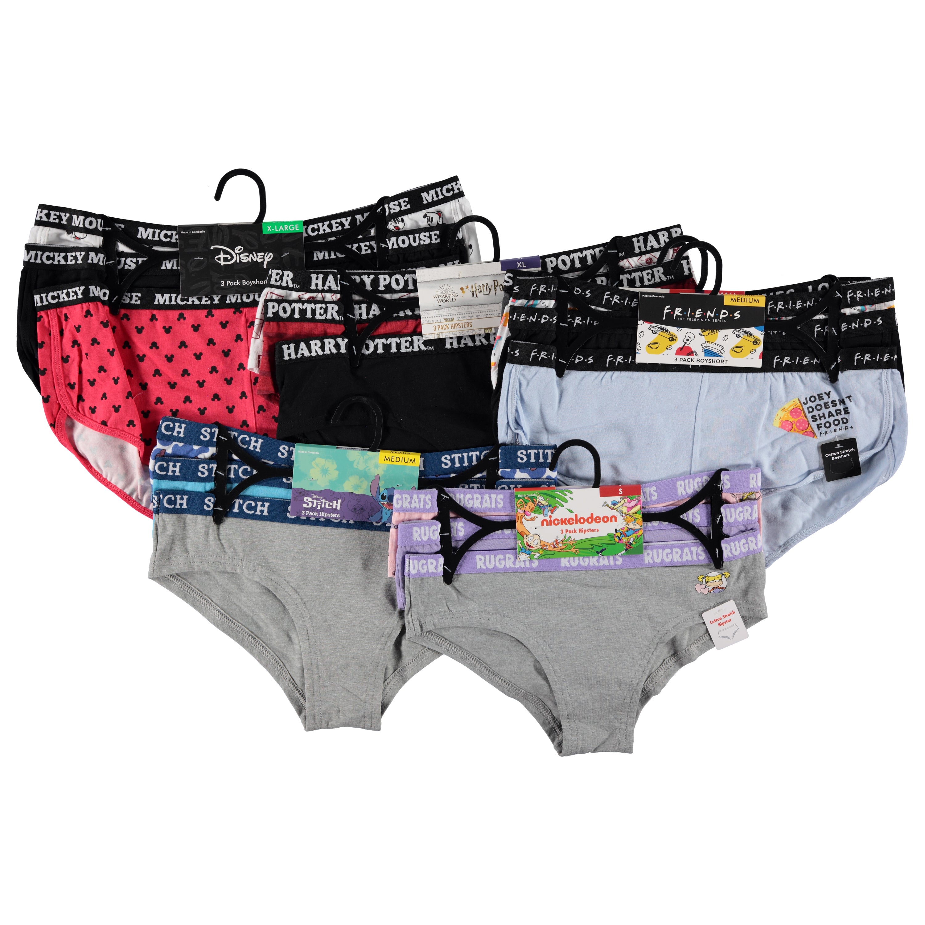Licensed 3 Pack Womens Hipster Panties - Assorted Sizes & Styles S-XL (LICHIP3)