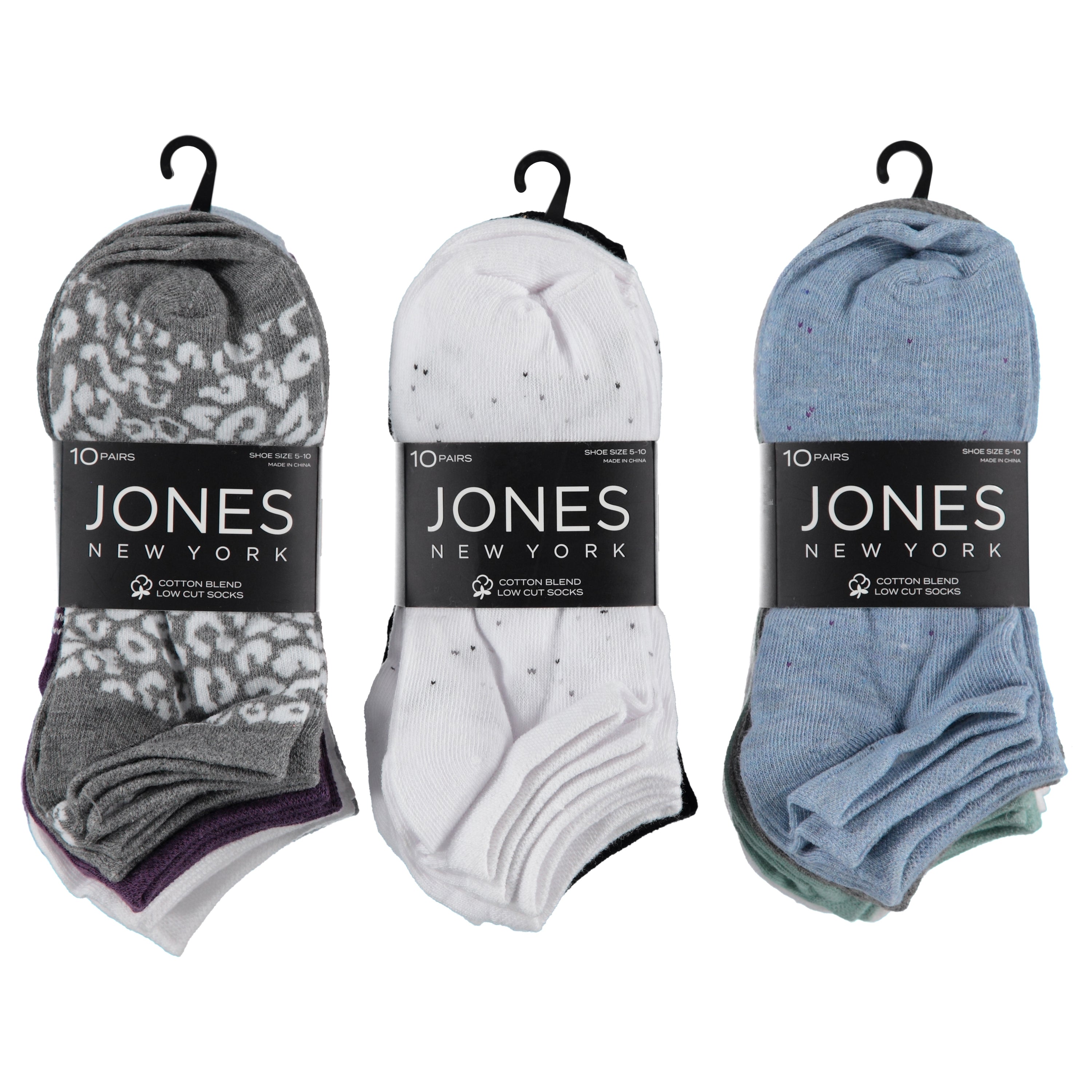 Jones New York Cotton Ladies 10 Pack Fashion No Show Socks (LJN3733-10)