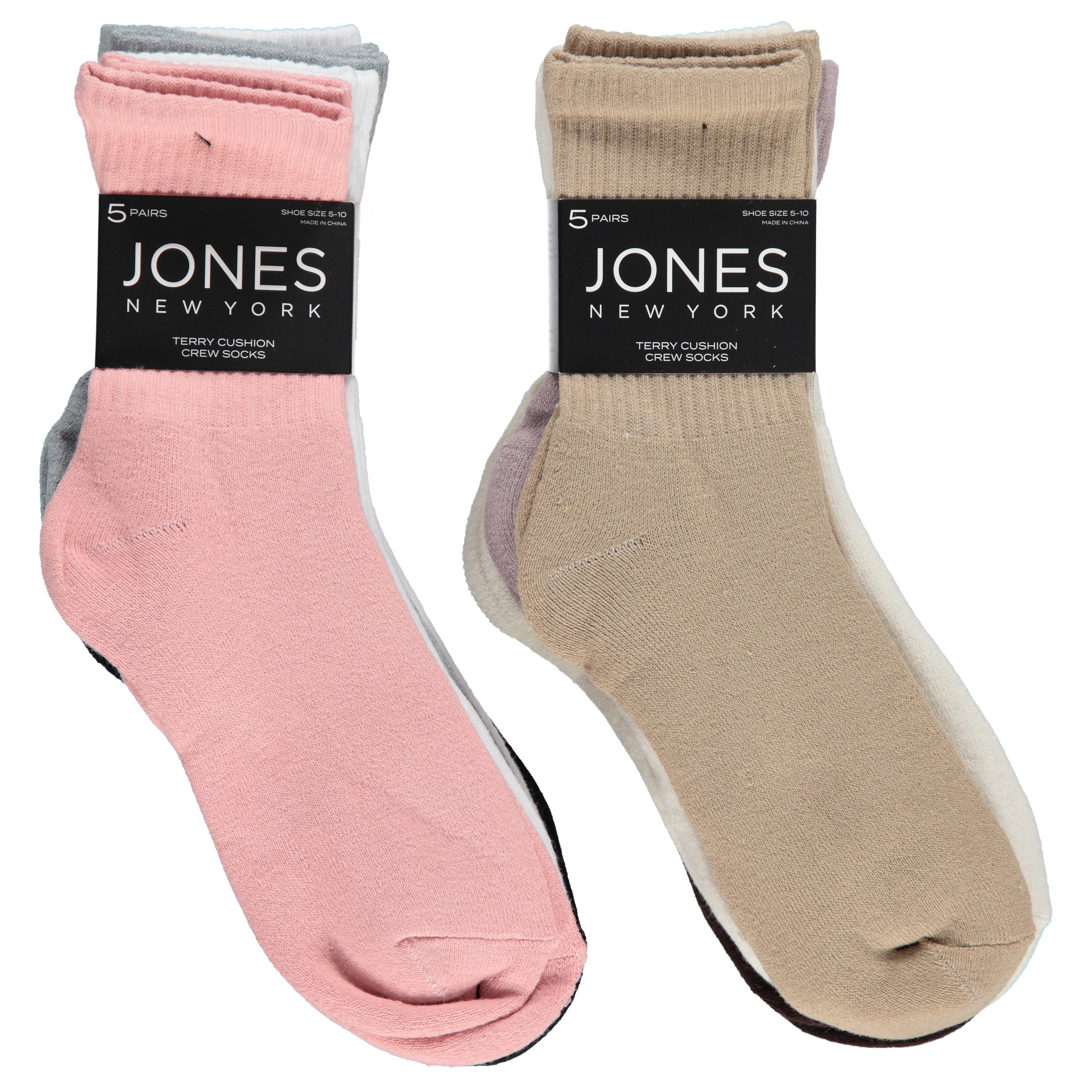 Jones New York Ladies 5 Pack Full Cushion Crew Socks (LJN3949-5)