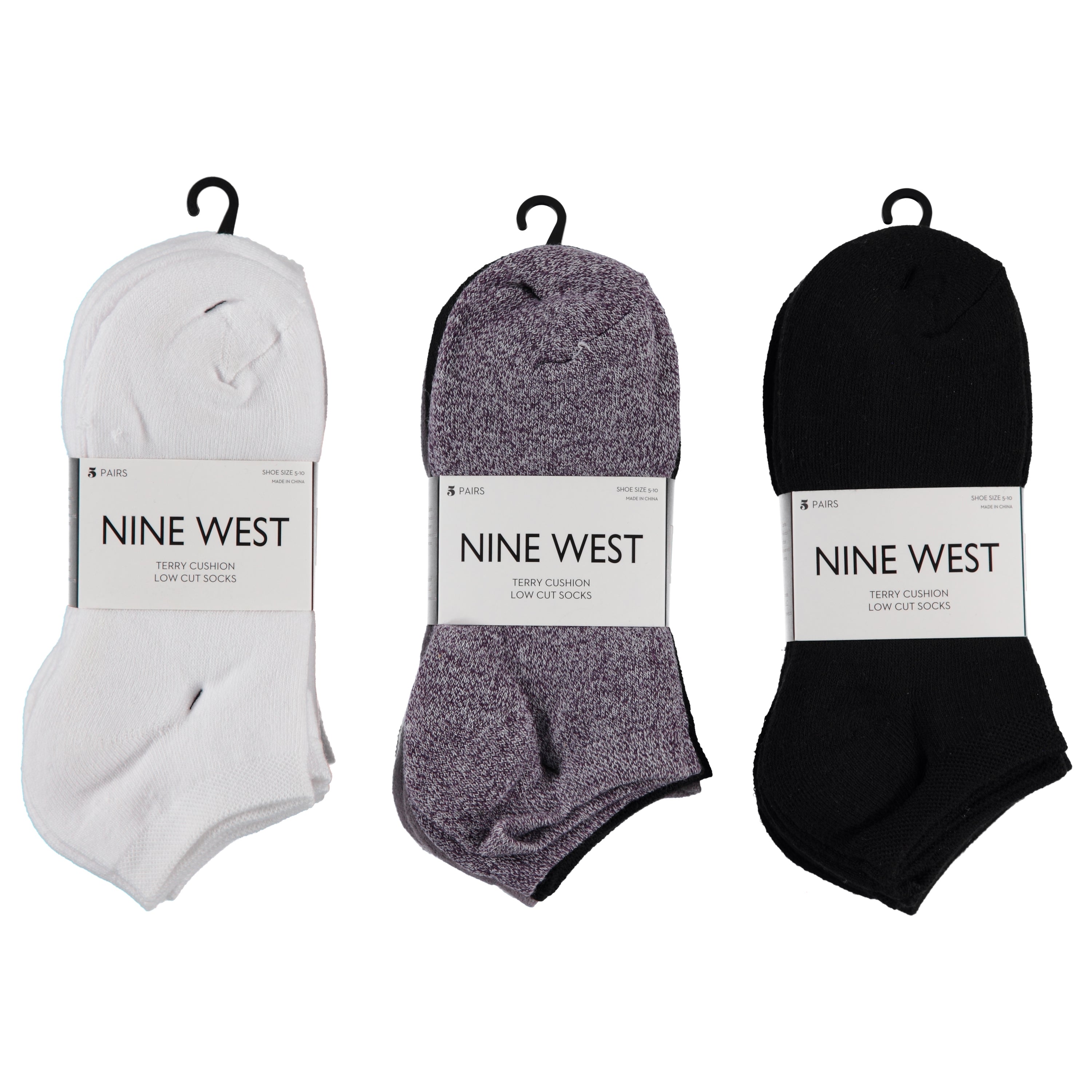 Nine West Ladies 5 Pack Full Cushion No Show Socks (LNW2519-5)