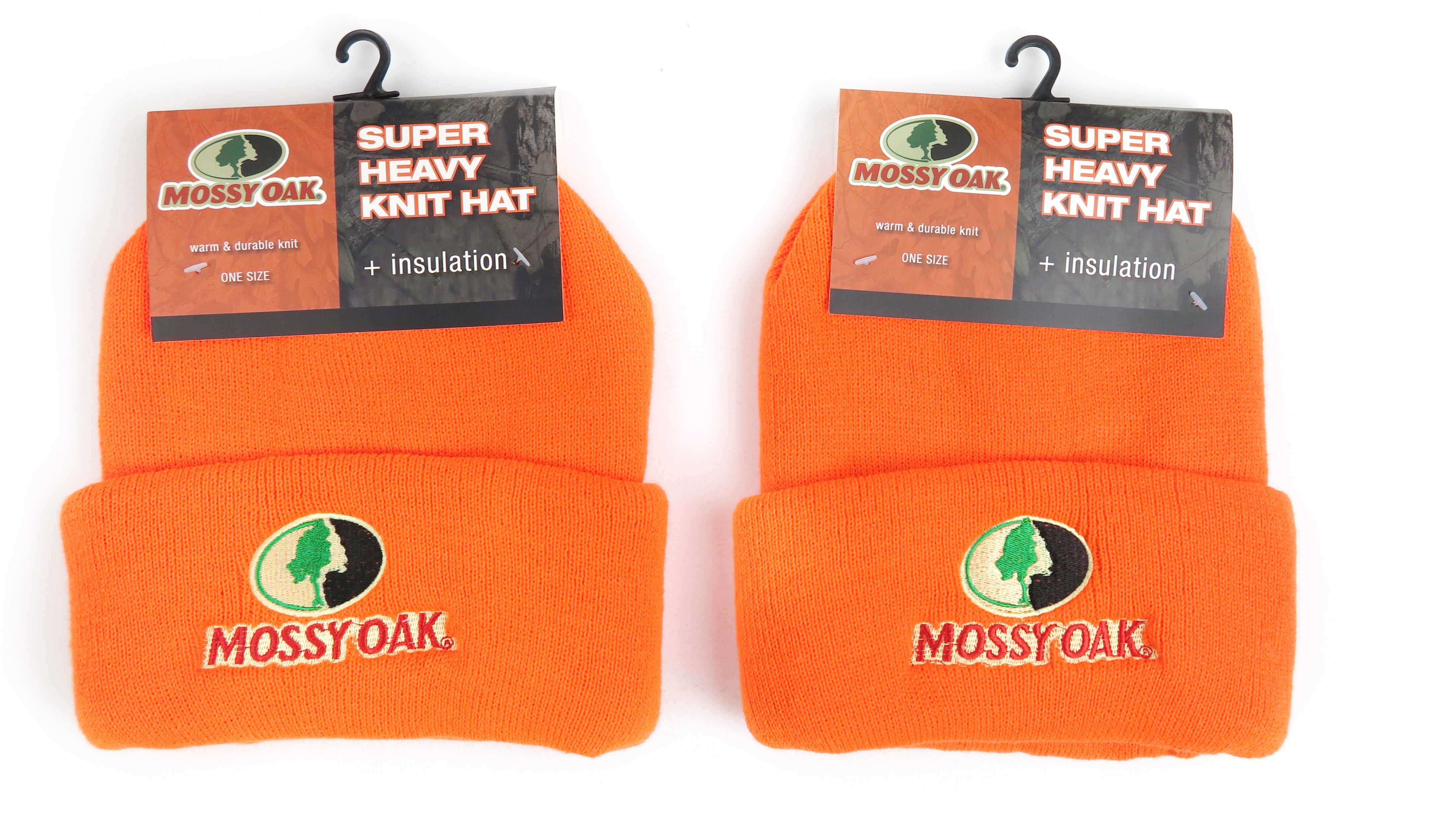 Mossy Oak Orange Knit Hat, Polar Fleece-Lined and Insulated, Heavyweight (MO675 ORANGE)