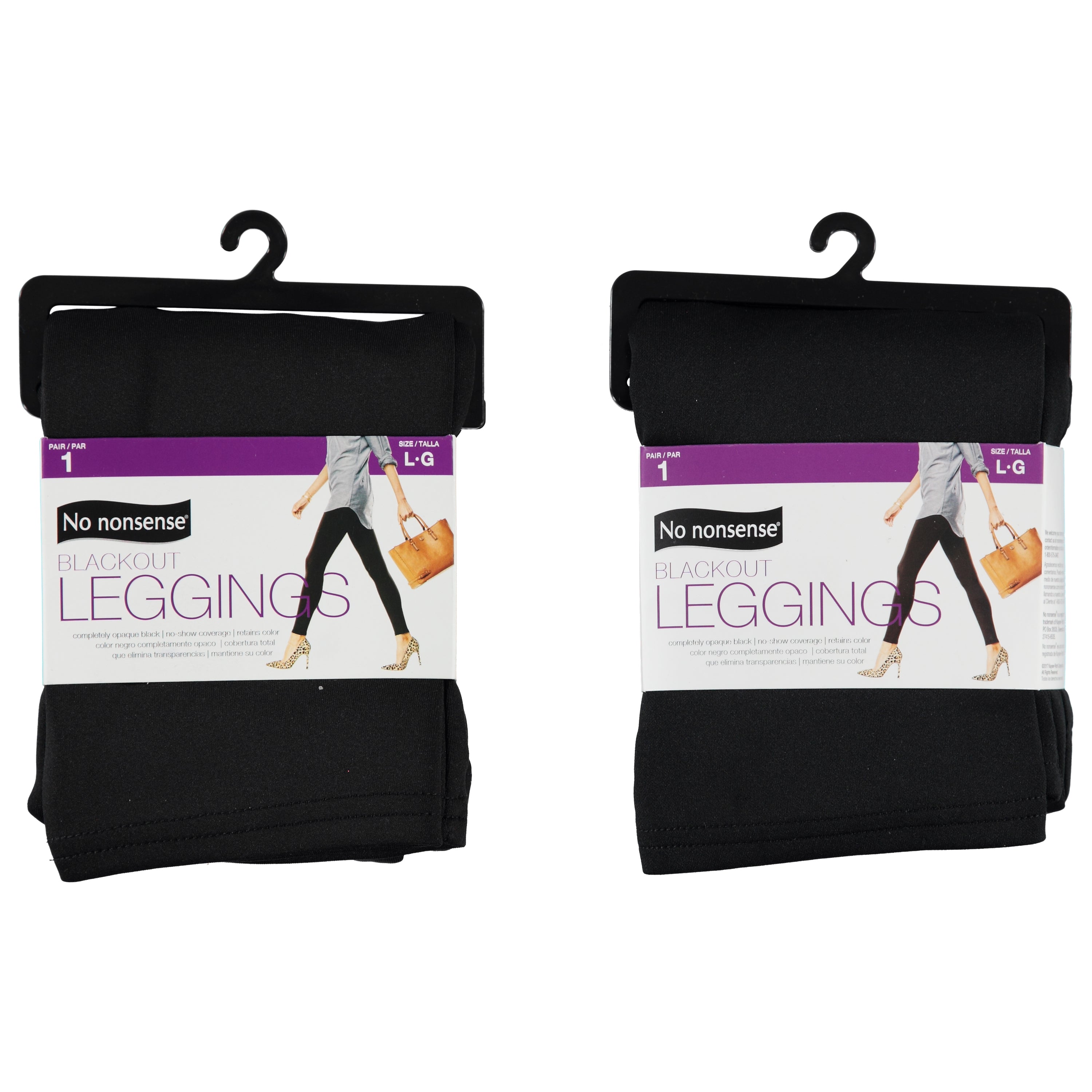 No Nonsense Ladies Blackout Spandex Seamless Leggings - S, M, L, XL, 1, 2, 2, 1 to Case (NL6411)