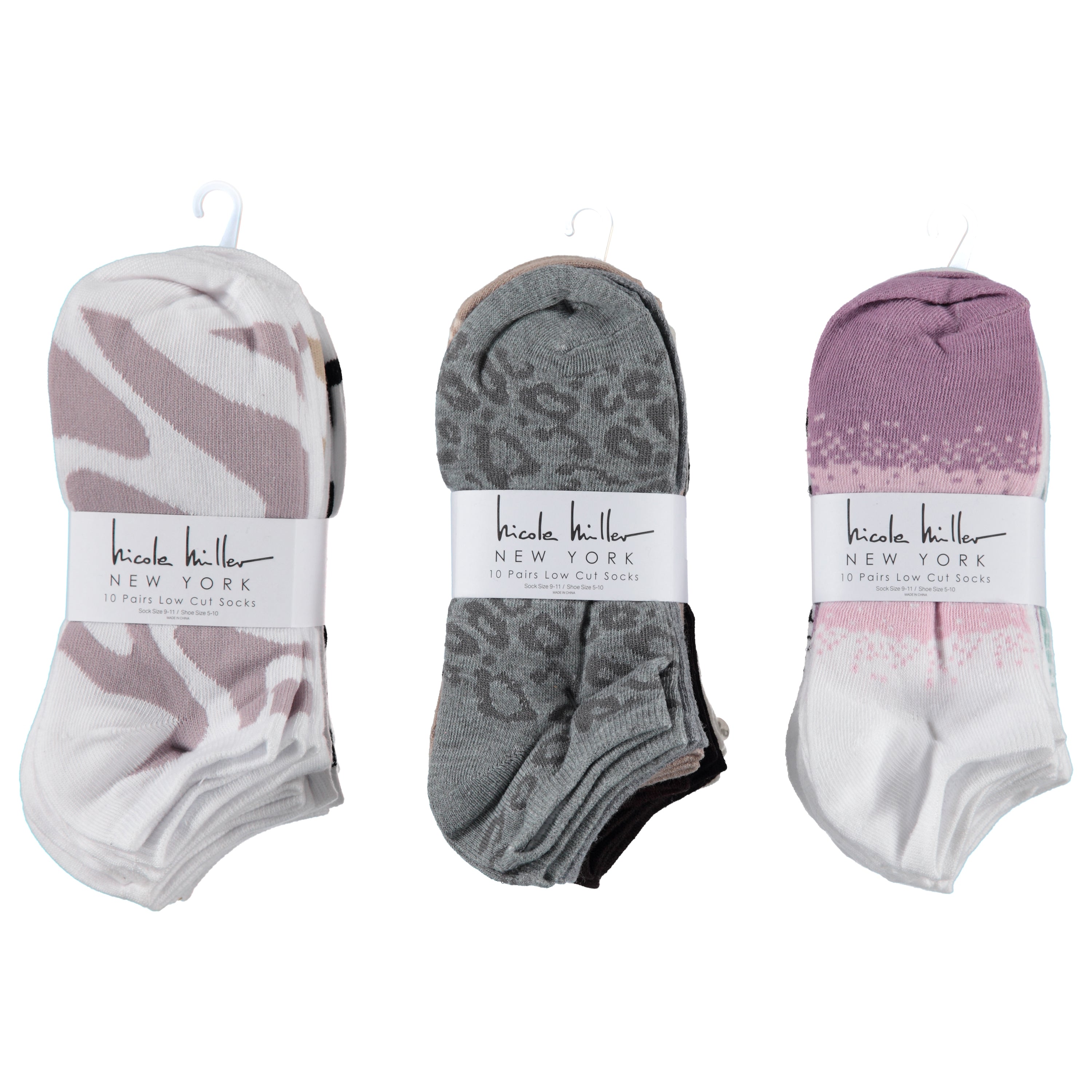 Nichole Miller Sport Ladies No Show Socks - 10 pack, Assorted Colors (NML2627-10)