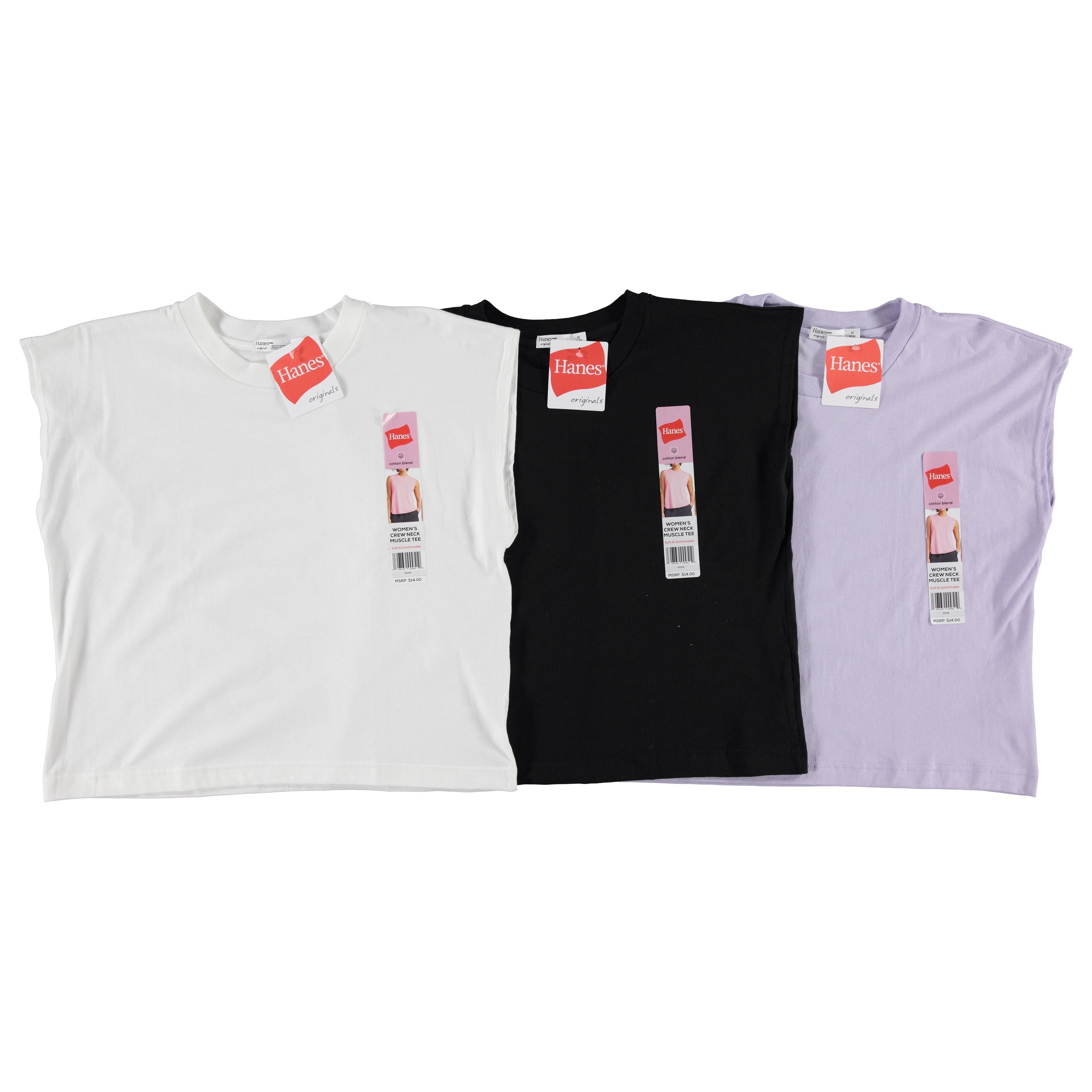 Hanes Women Cotton Muscle Tee - Assorted Colors & Sizes S-2XL to Case (OG106)