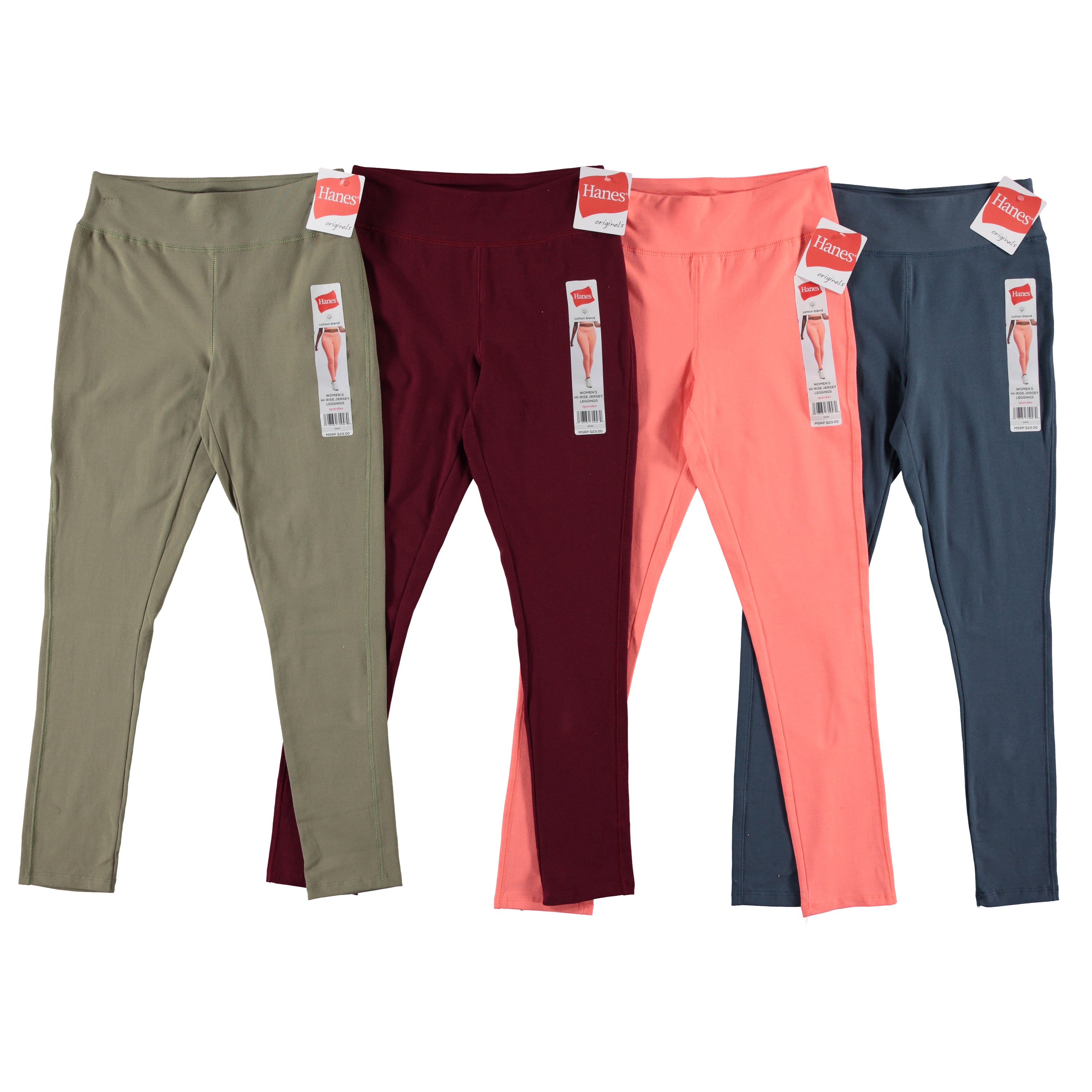 Hanes Women's Stretch Jersey High Rise Leggings - Assorted Colors & Sizes S-2XL to Case (OG124)