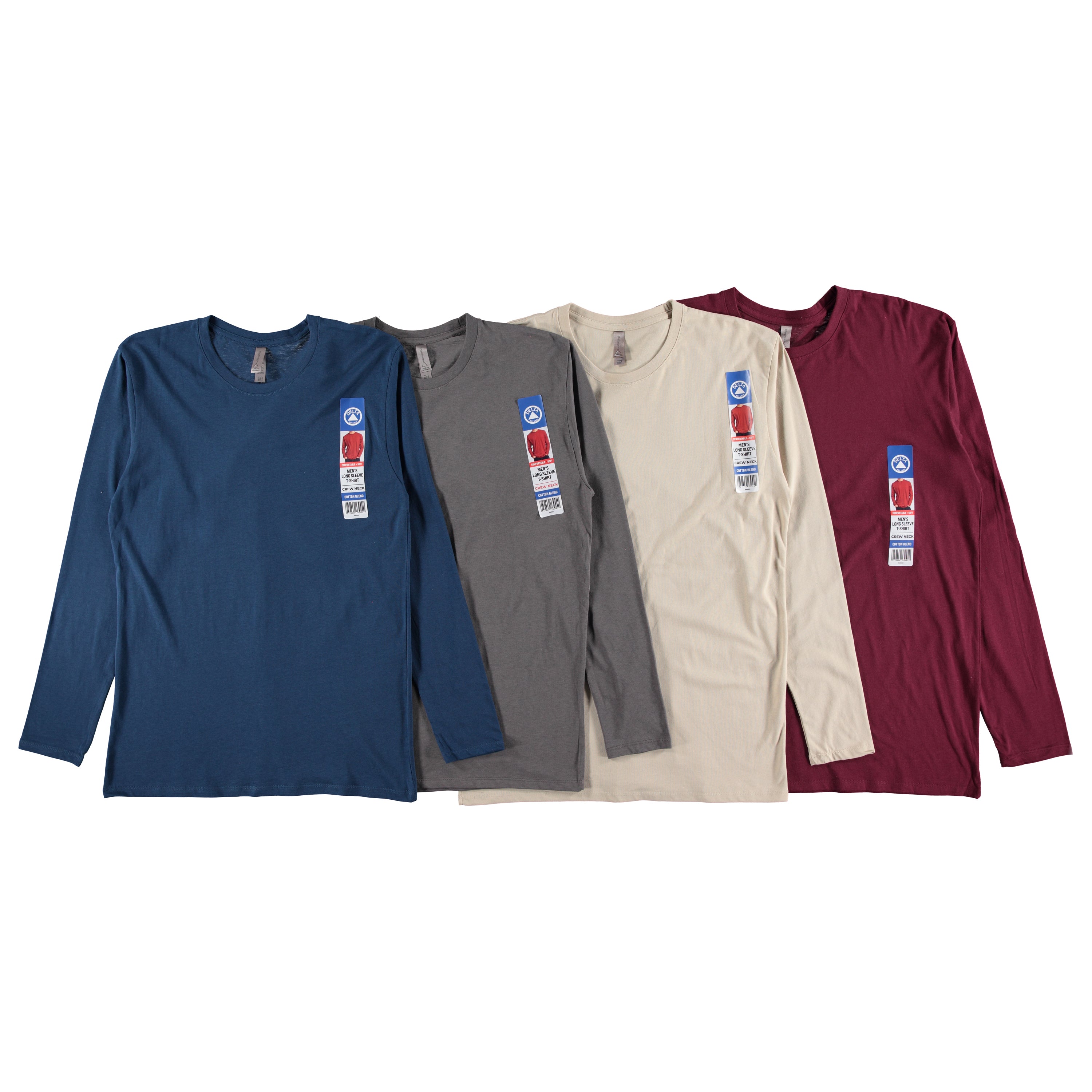 Delta Mens Long Sleeve Crew Neck Tee - Assorted Colors S-2XL (P603C)